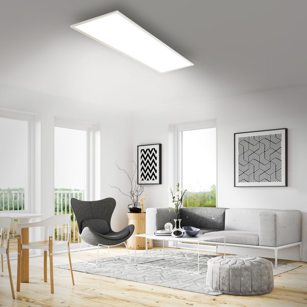 Briloner Leuchten LED Deckenleuchte 7196-016, Dimmfunktion, LED fest integriert, 2700K - Extra-Warmweiß, Deckenlampe, 119,5x29,5x4,8, Weiß, 36W, Wohnzimmer, Schlafzimmer