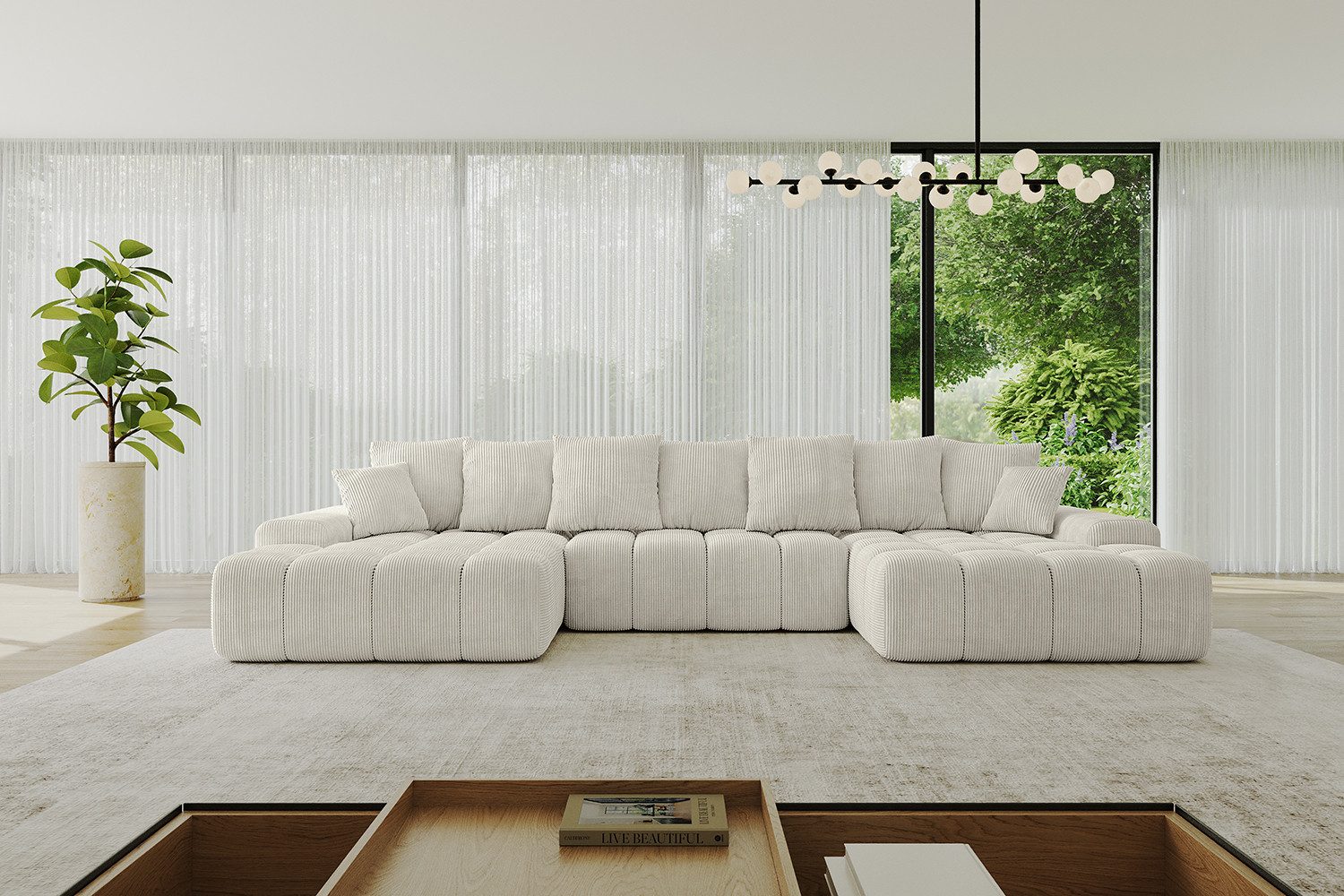 ALTDECOR Wohnlandschaft ENSI-U, Couch mit Schlaffunktion, Wohnzimmer - Wohnlandschaft, Corner Sofa Bett Eckcouch Couch U-Form Schlafcouch 353x164x69