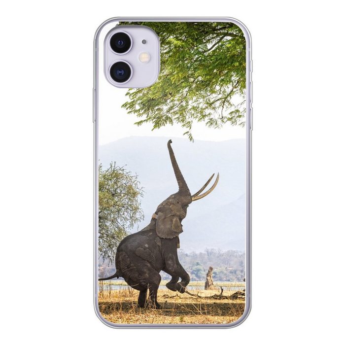 MuchoWow Handyhülle Elefanten in Simbabwe erreichen Handyhülle Apple iPhone 11 Smartphone-Bumper Print Handy