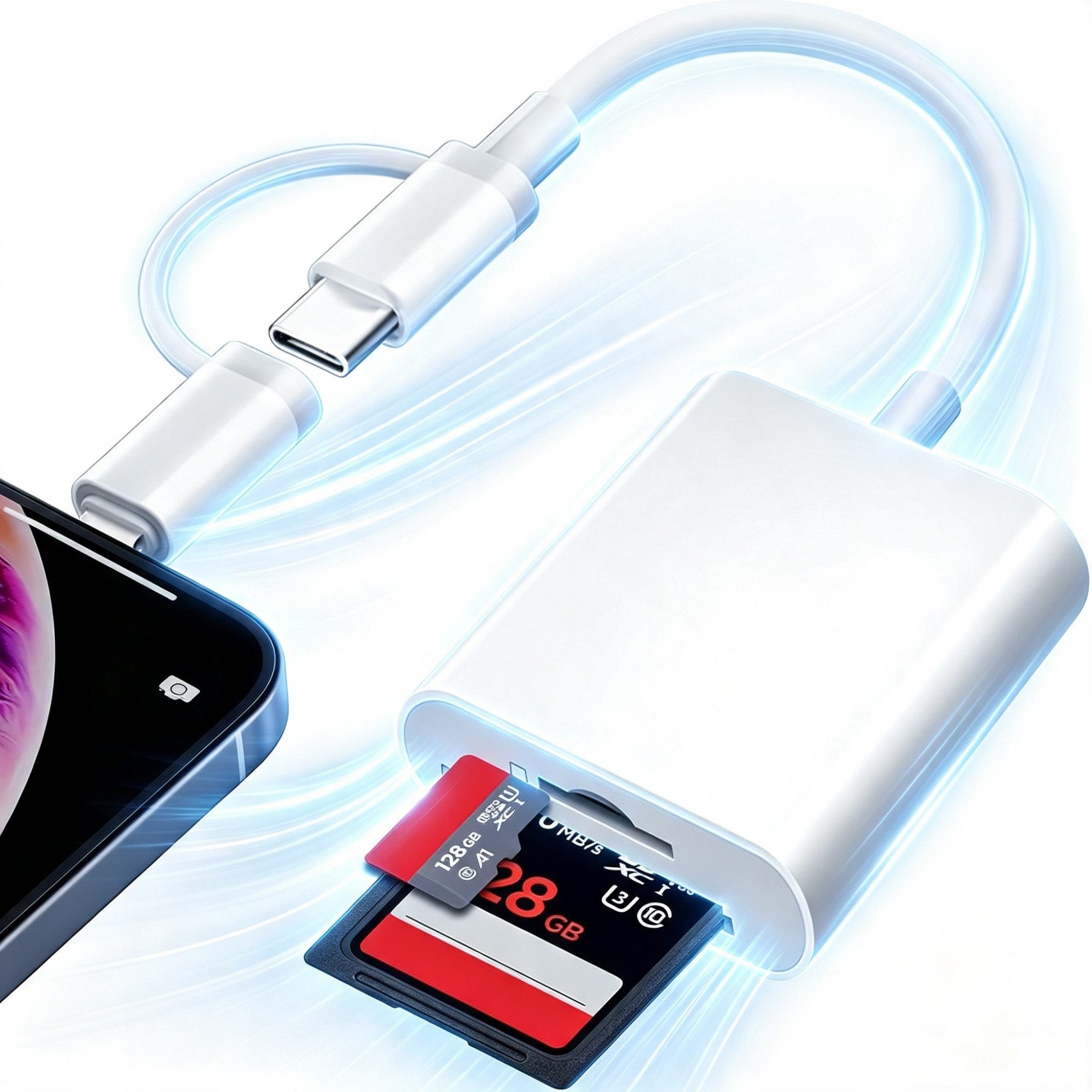 Fyrove USB-C Hub 2-IN-1 Adapter USB-Adapter, USB SD Kartenleser für iPhone iPad USB-Adapter