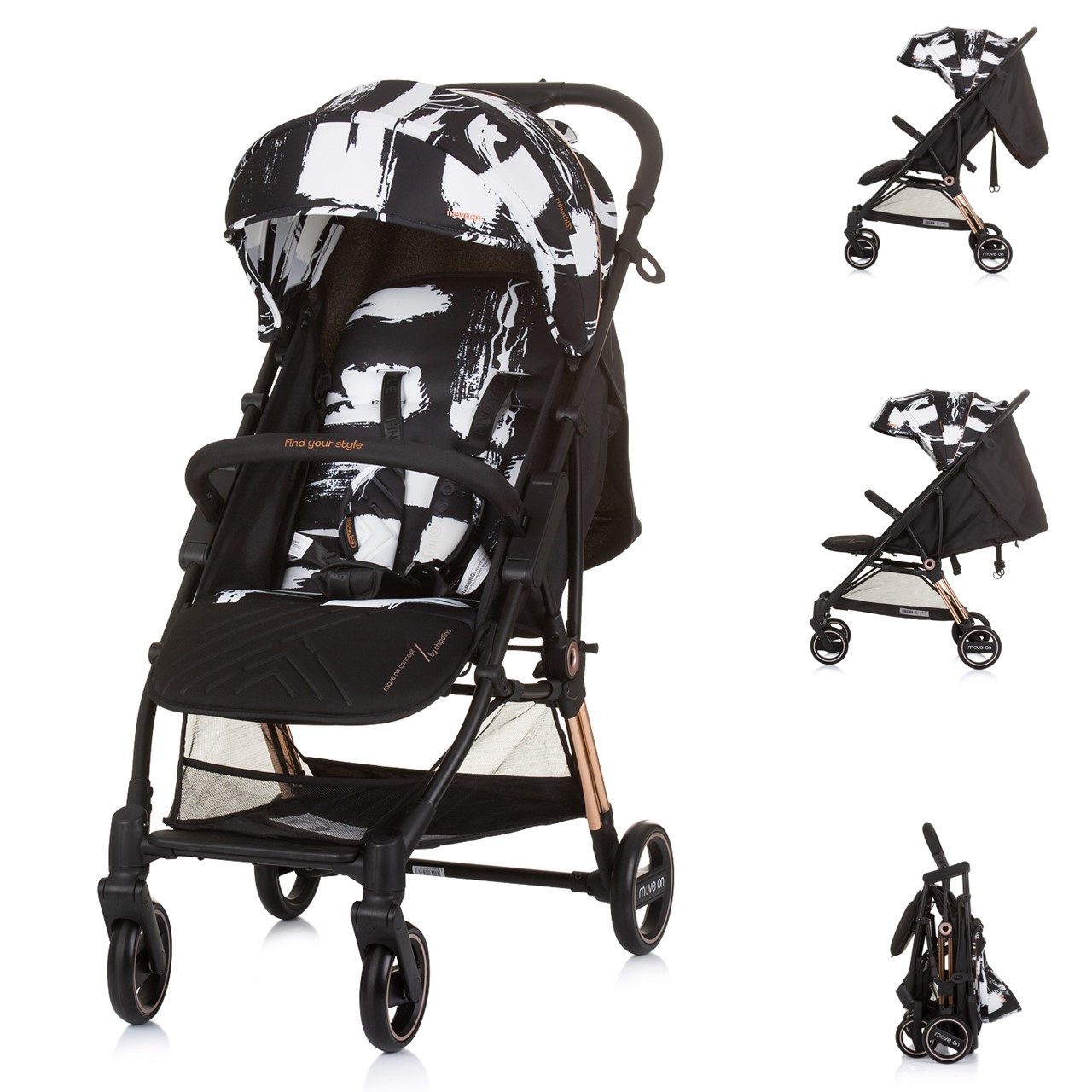 Chipolino Kinder-Buggy Kinderwagen Move on, 6 kg klappbar gefederte Vorderräder verstellbar