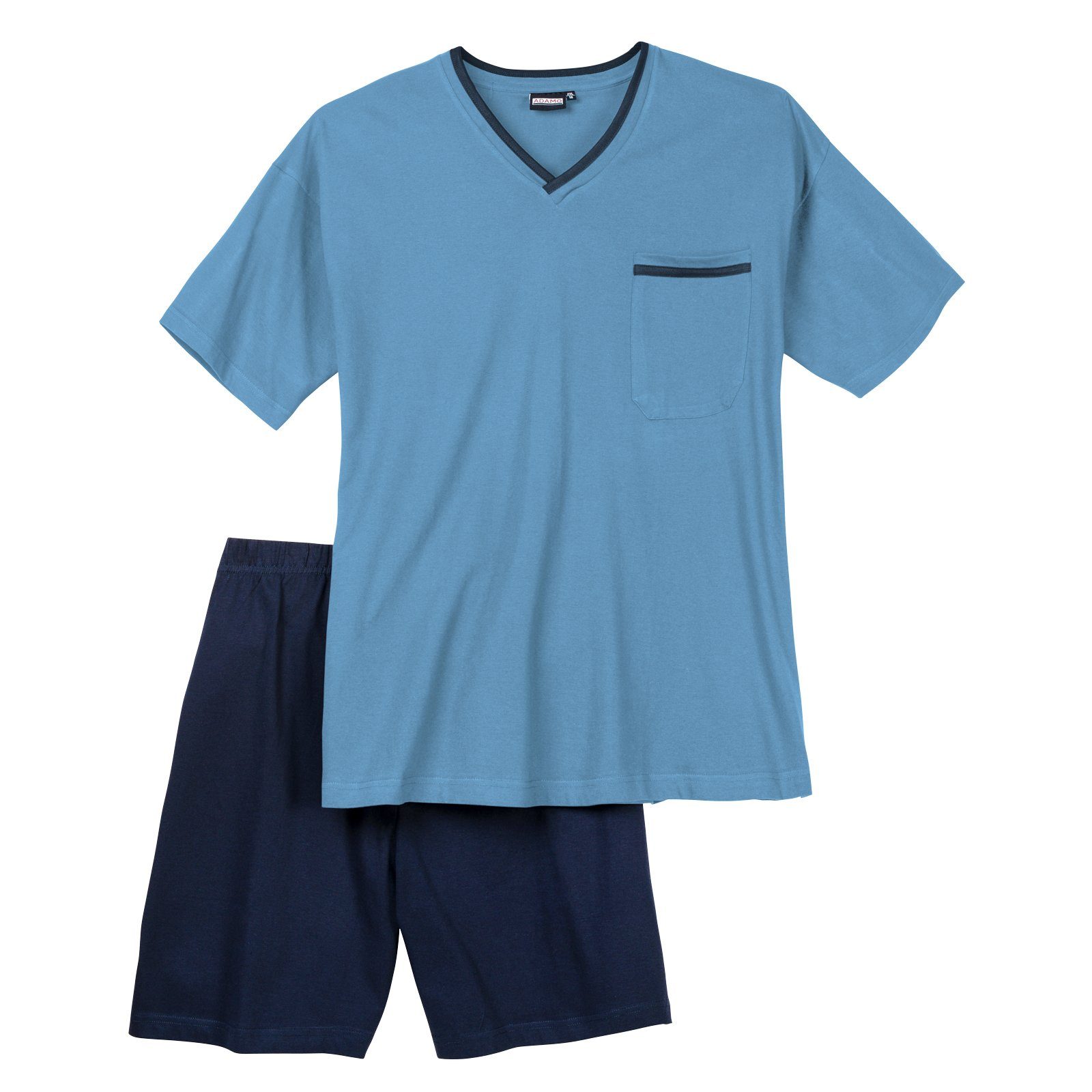ADAMO Shorty Adamo Übergrößen Shorty hellblau V-Ausschnitt (2 tlg)