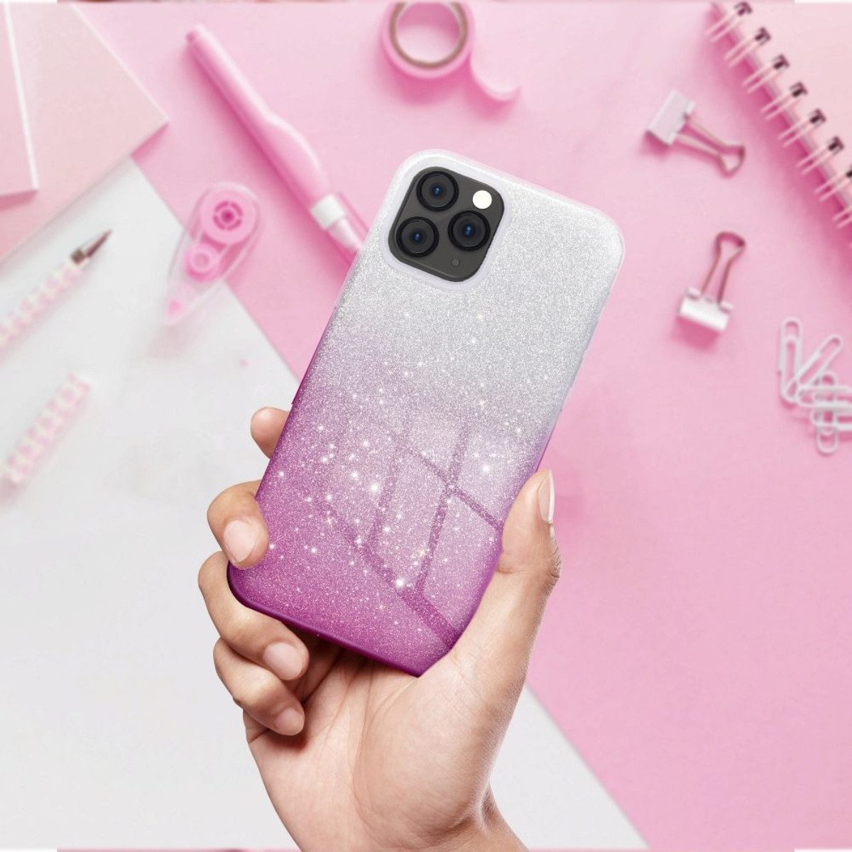 COFI 1453 Handyhülle Shining Hülle für XIAOMI Redmi Note 15 5G Rosa Stoßfest 6,77 Zoll, Funkelndes Glamour-Design mit Blickfang-Effekt