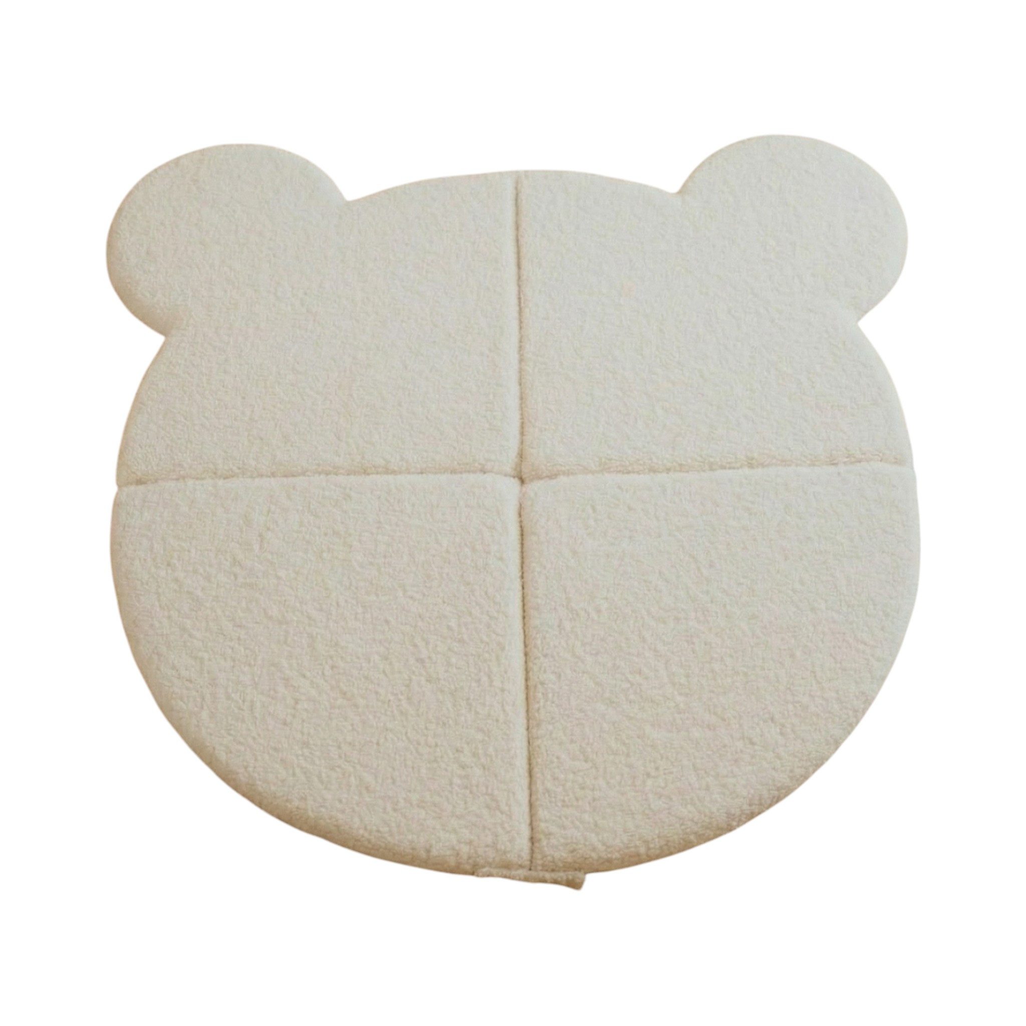Spielmatte „Matti“ aus Teddyfell in Bärenform, Beige, Faltbar & waschbar