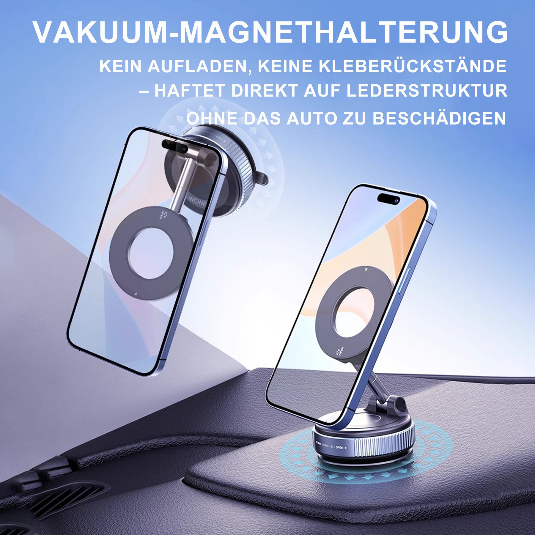 Mutig Handy-Halterung Vakuum Magnetischer Handyhalterung Auto für Magsafe Autohalterung, (bis 7 Zoll, Starke Saugkraft, Magnet für Alle Handys, 360° Drehbar, Faltbarer für Auto Spiegel/Autofenster/Fitnessstudio/Küche/Büro, Für Magsafe Autohalterung,360° Drehbar,Starke Saugkraft,Faltbarer)