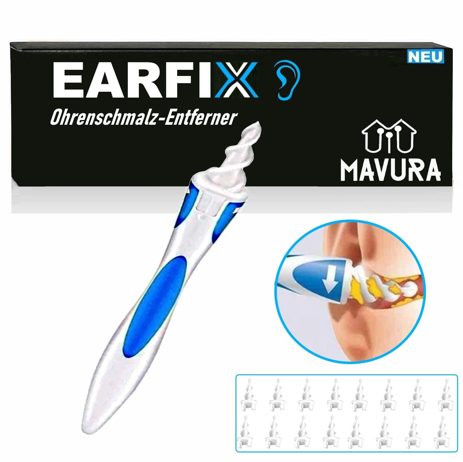 Ohrenreiniger EARFIX Ohrenschmalz Entferner Ohren Reiniger Spirale