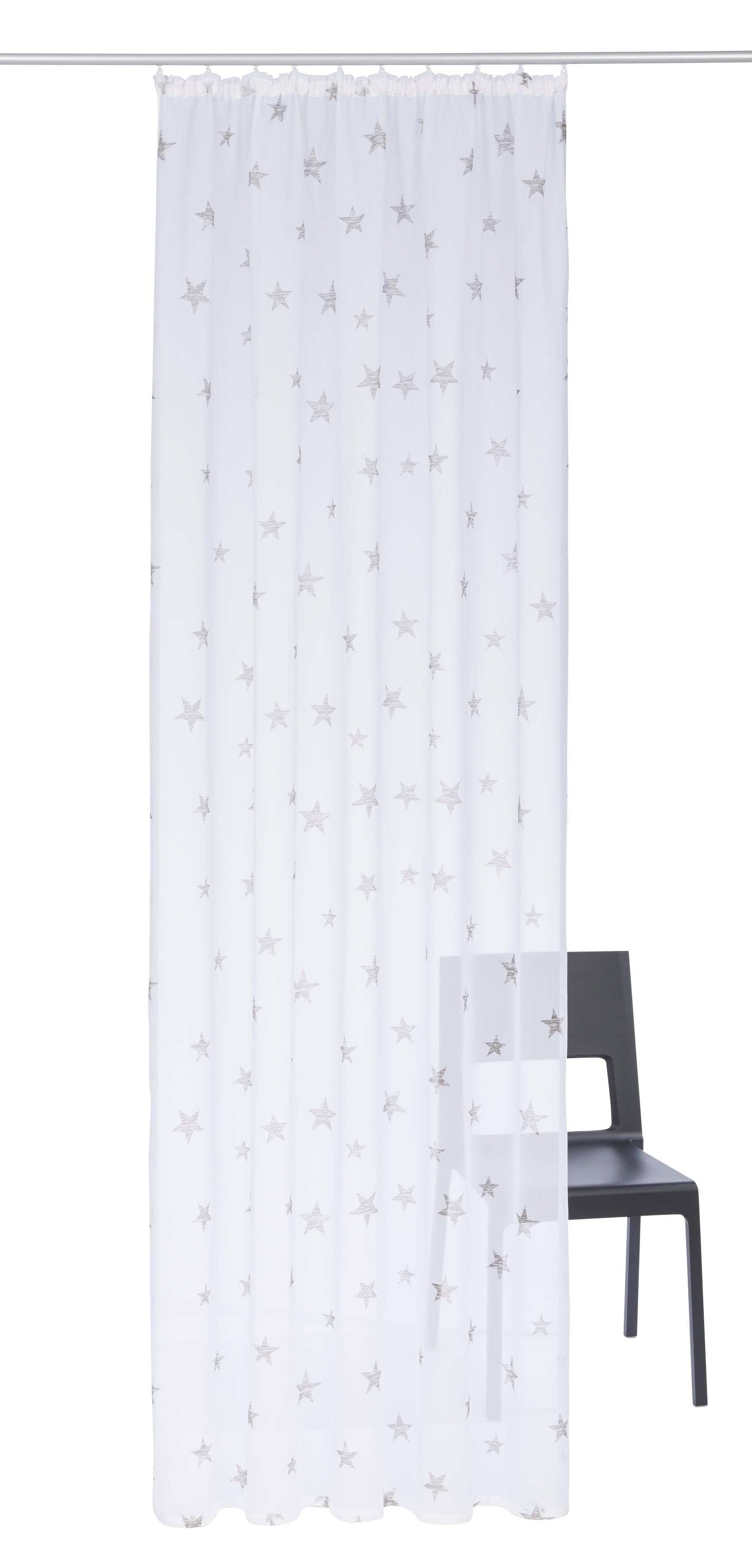 my home Gardine Stern (1 St), Kräuselband, transparent, Polyester, Voile, P günstig online kaufen