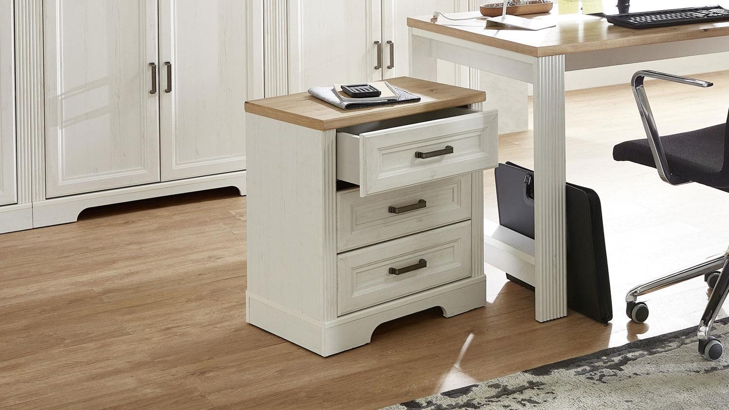 Innostyle Rollcontainer Rollcontainer 16 Jasmin Pinie hell weiß Akzente Artisan Eiche
