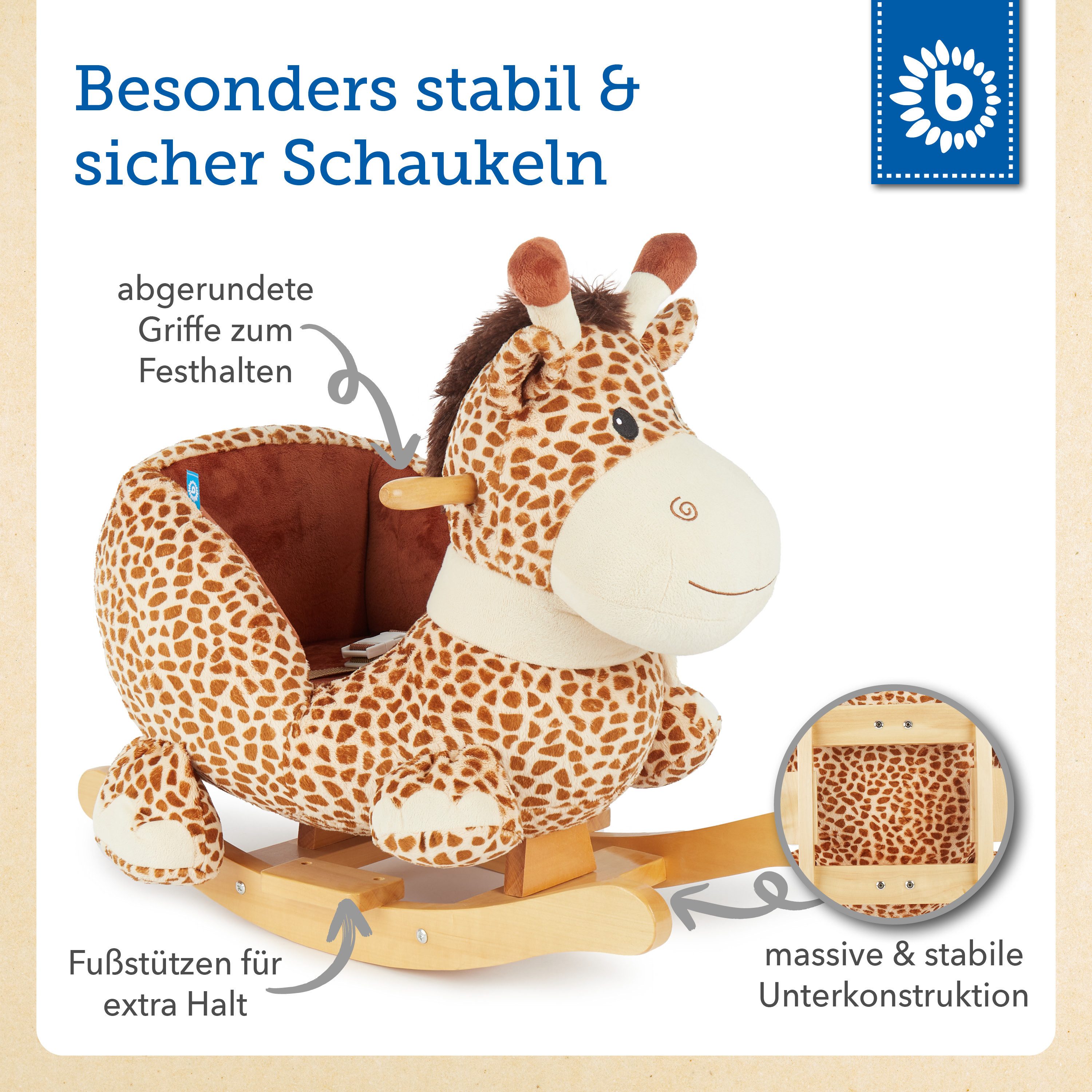 BIECO Schaukeltier Bieco Plüsch Schaukeltier Giraffe Schaukelpferd – Bild 4 von 5