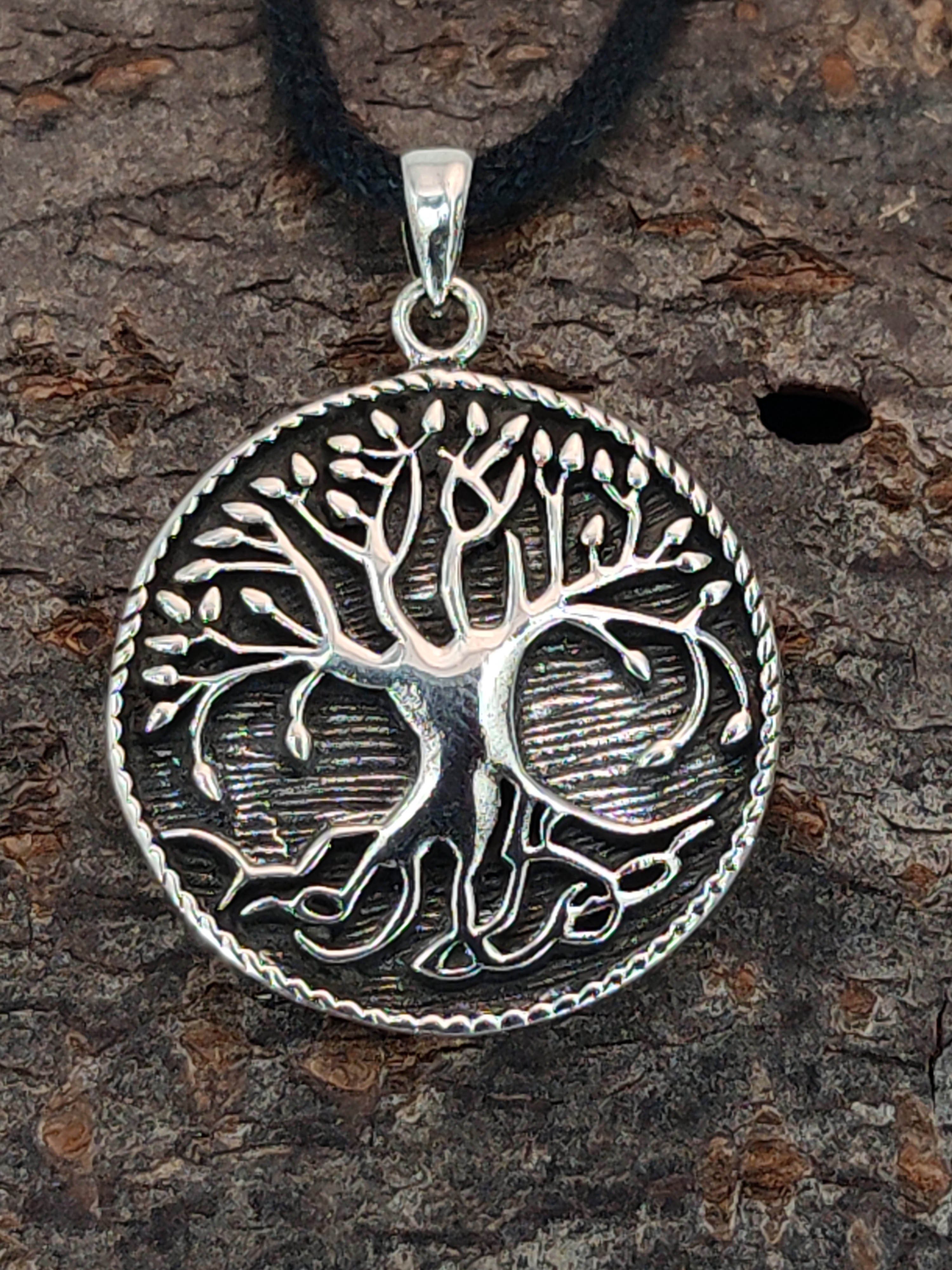 of Kiss Anhänger Yggdrasil Weltenbaum Lebensbaum 925 Leather Baum Silber Kettenanhänger