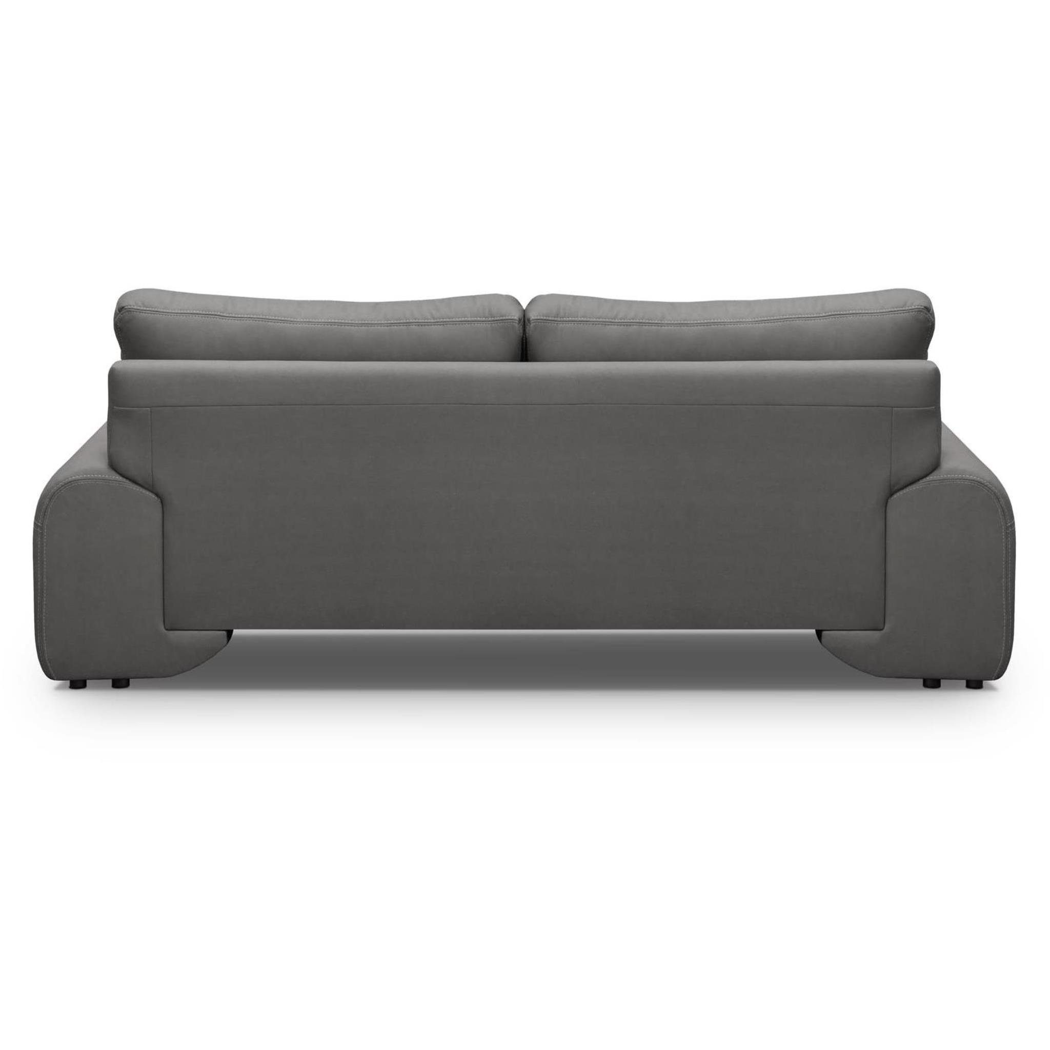 Beautysofa 3-Sitzer Maxime lux, 3-Sitzer 88) Sofa modernes Grau dekorativen Wellenunterfederung, im mit (vega Dreisitzer mit Design, Nähten, Kunstleder