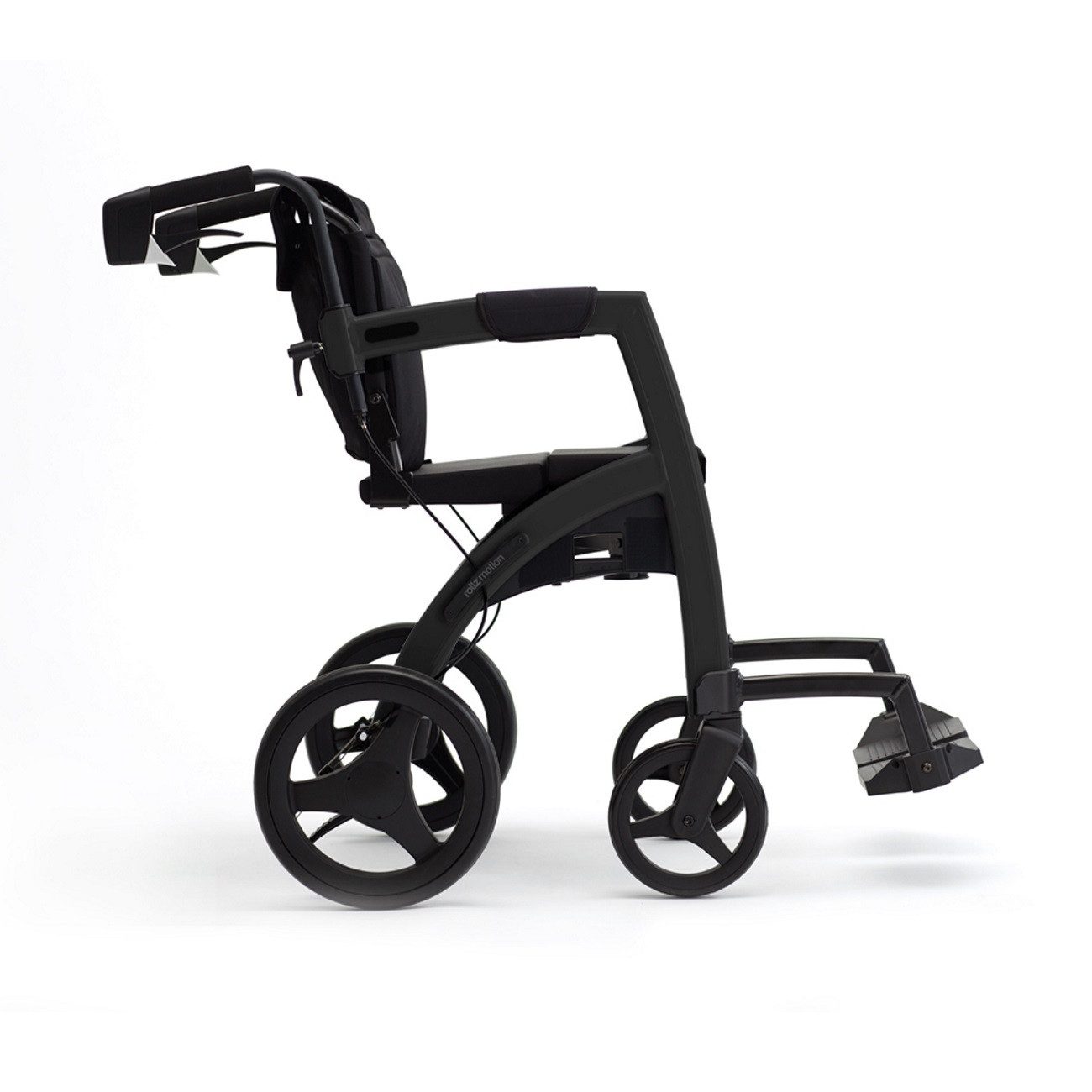 Rollz International Rollator Rollz Motion 2.1. faltbar - 2in1 Rollator & Rollstuhl, Ankipphilfe, Matt Black