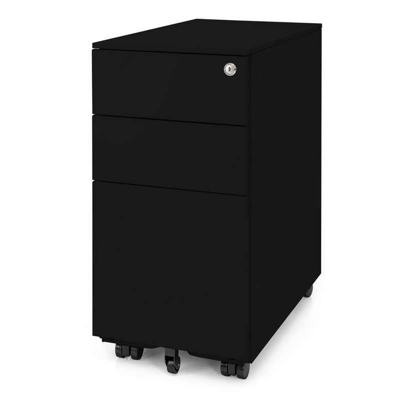 Ergotopia Rollcontainer 60x52x30 cm, abschließbar Bürocontainer Rollschrank montiert