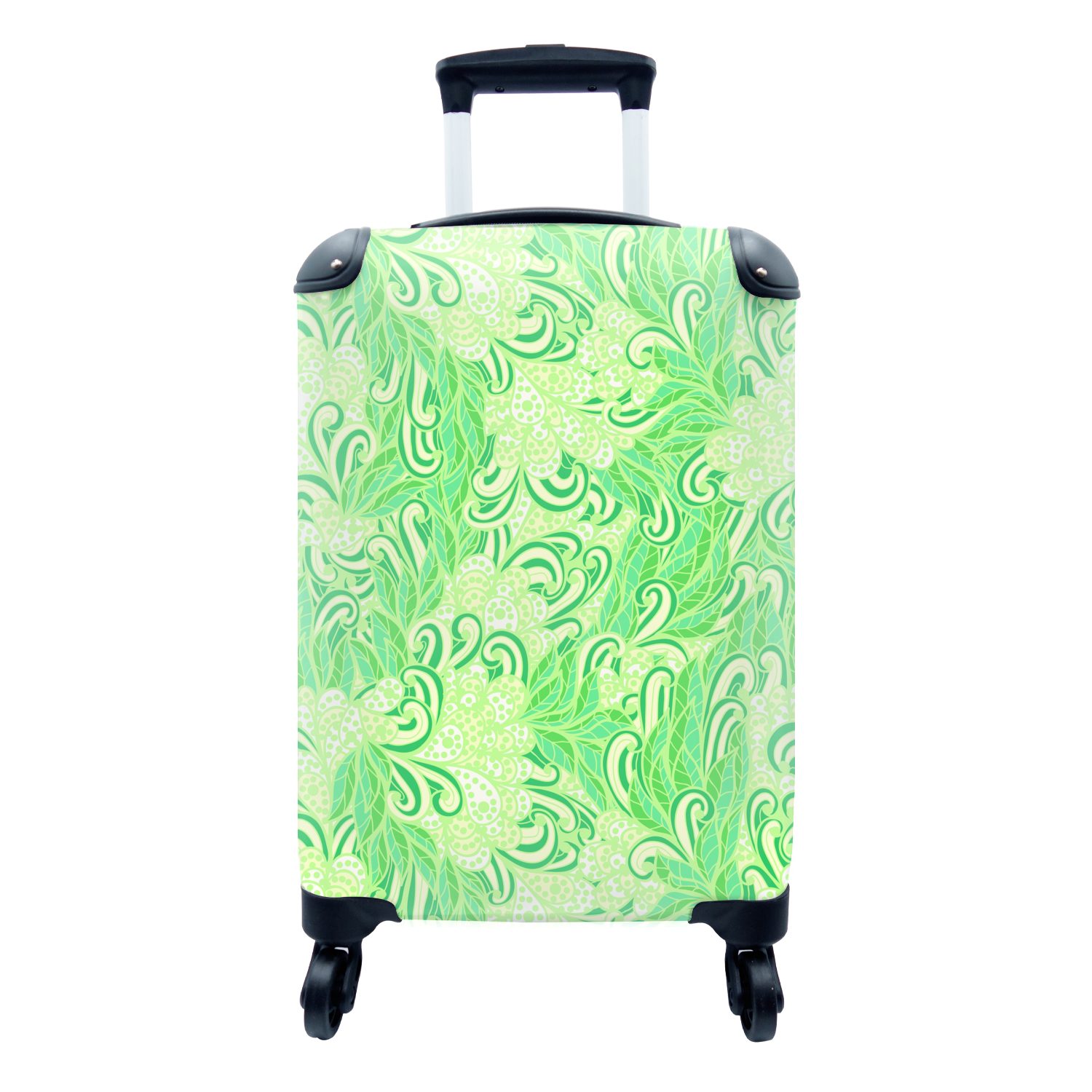 Grün, Handgepäck mit MuchoWow Abstrakt - Handgepäckkoffer Trolley, Rollen, 4 rollen, Blätter für Ferien, - - Reisekoffer Muster Reisetasche
