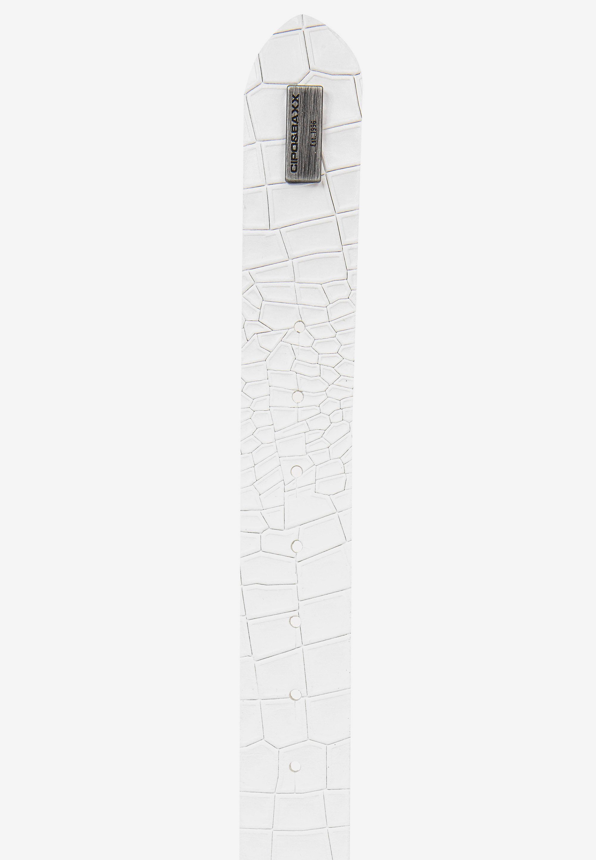 cooler Totenkopf-Schließe mit Baxx & weiß Ledergürtel Cipo
