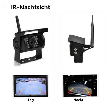 Hikity Zwei Rückfahrkamera 7" Car Monitor Wireless für LKWs BUS Rückfahrkamera (Nachtfunktion, Spiegelmonitor, wasserdicht)