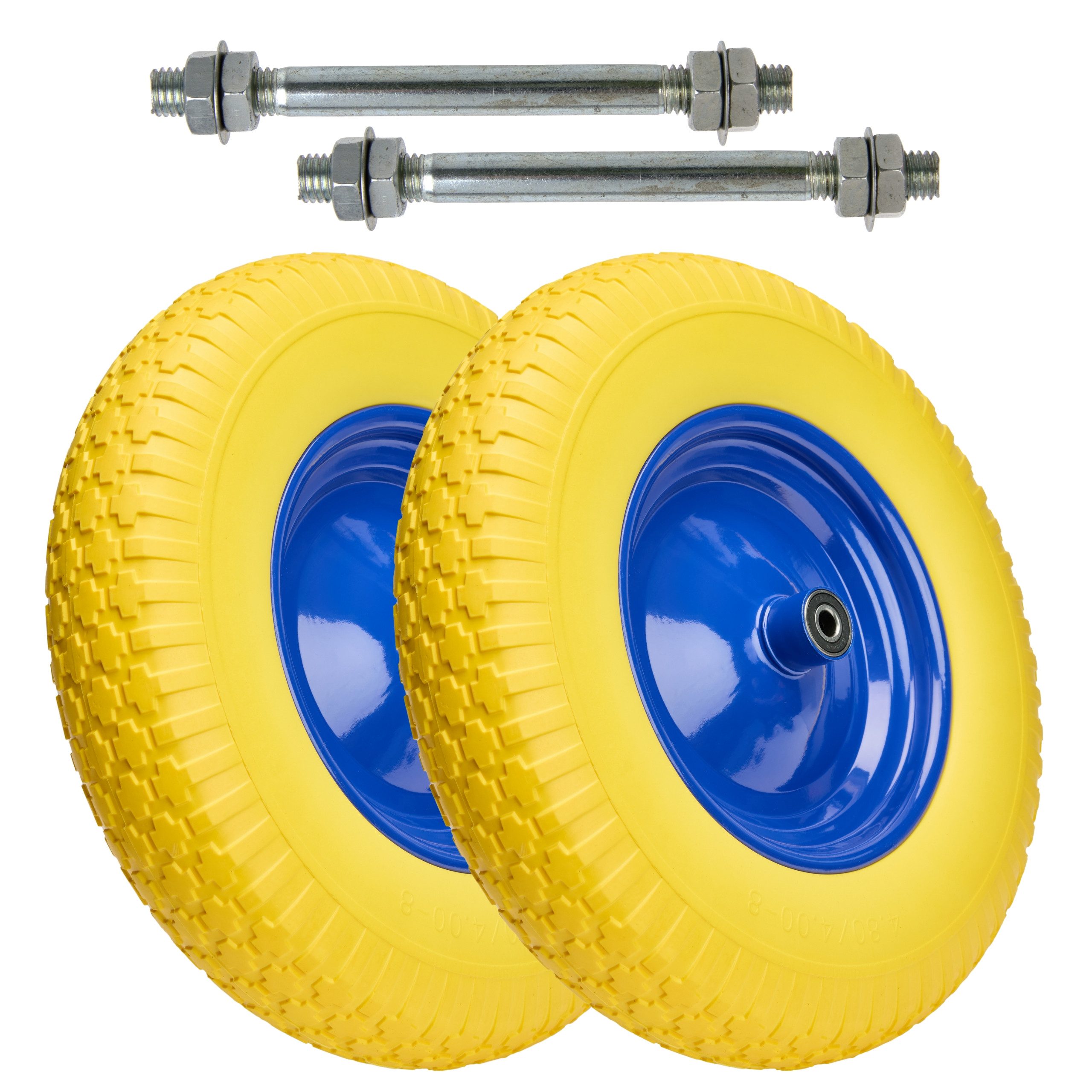 2 Stück Schubkarrenrad 4.80/4.00-8 - Vollgummi 390mm Pannensicher 120kg Tragkraft