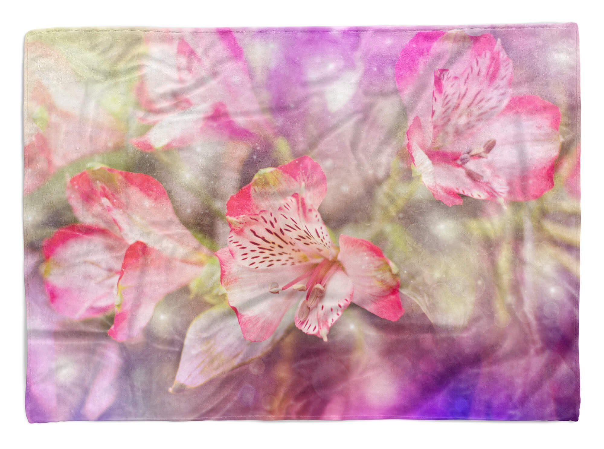 Blumen mit Strandhandtuch Art Blüten Fotomotiv Baumwolle-Polyester-Mix Handtücher Kuns, Sinus Handtuch Saunatuch Kuscheldecke Handtuch (1-St),