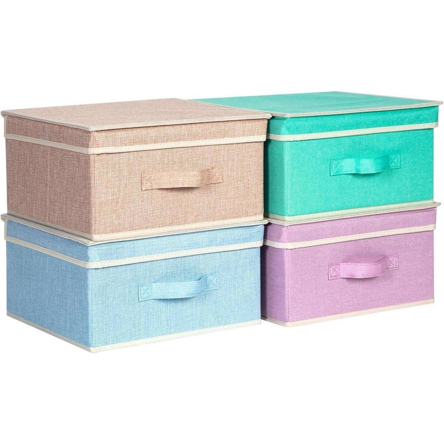 LuxusKollektion Aufbewahrungskorb Aufbewahrungsboxen 4-regenbogenfarben-set 33,5 x 31,75 x 17,5 cm