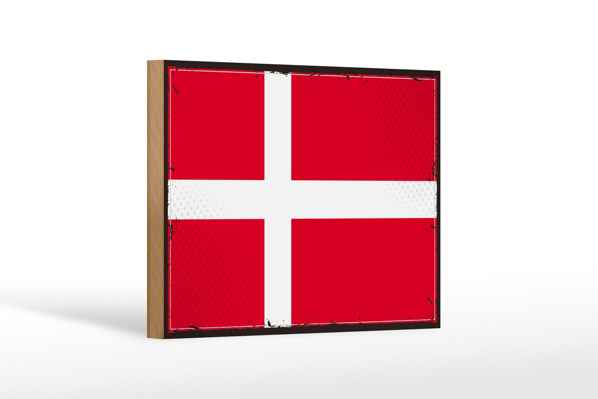 Femer GmbH Holzbild Flagge Dänemarks 18x12 cm Retro Flag of Denmark, Flaggen (1 St), Glatte Holzfaserplatte (MDF), vorn beschichtet