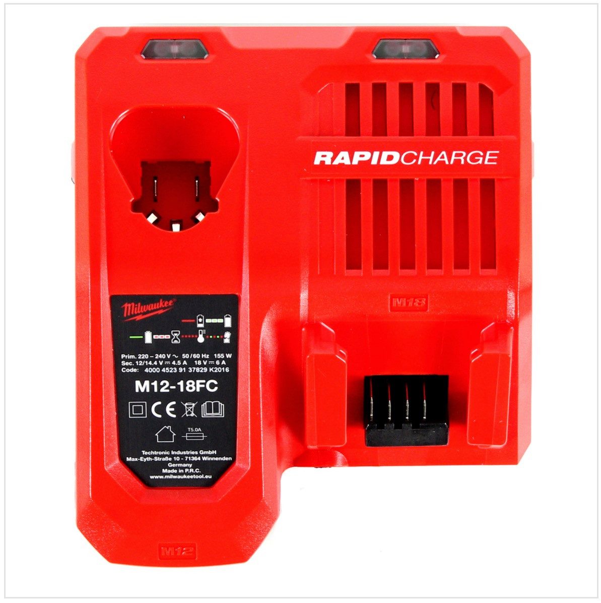 Milwaukee M12-18FC Schnell Ladegerät Universal für 12, 14 und 18 Volt Li-Ion Schnelllade-Gerät