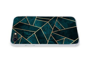 MuchoWow Handyhülle Steine - Gold - Luxus - Muster - Abstrakt, Handyhülle Apple iPhone 8, Smartphone-Bumper, Print, Handy Schutzhülle