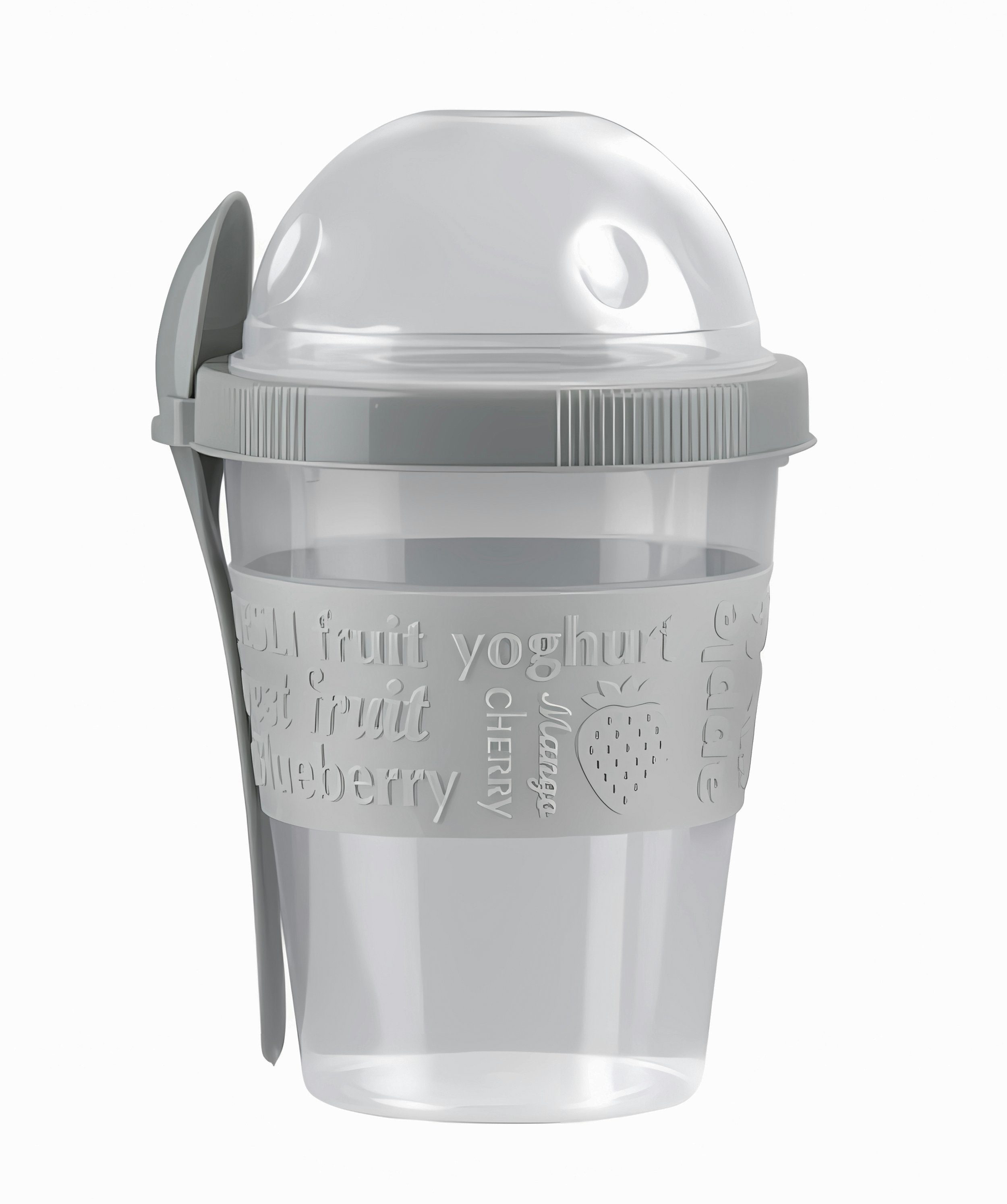 *Alpina* Müslischale JOGHURTBECHER 500ml mit Löffel Deckel Müslibecher Joghurt 83 (Grau), Müsli