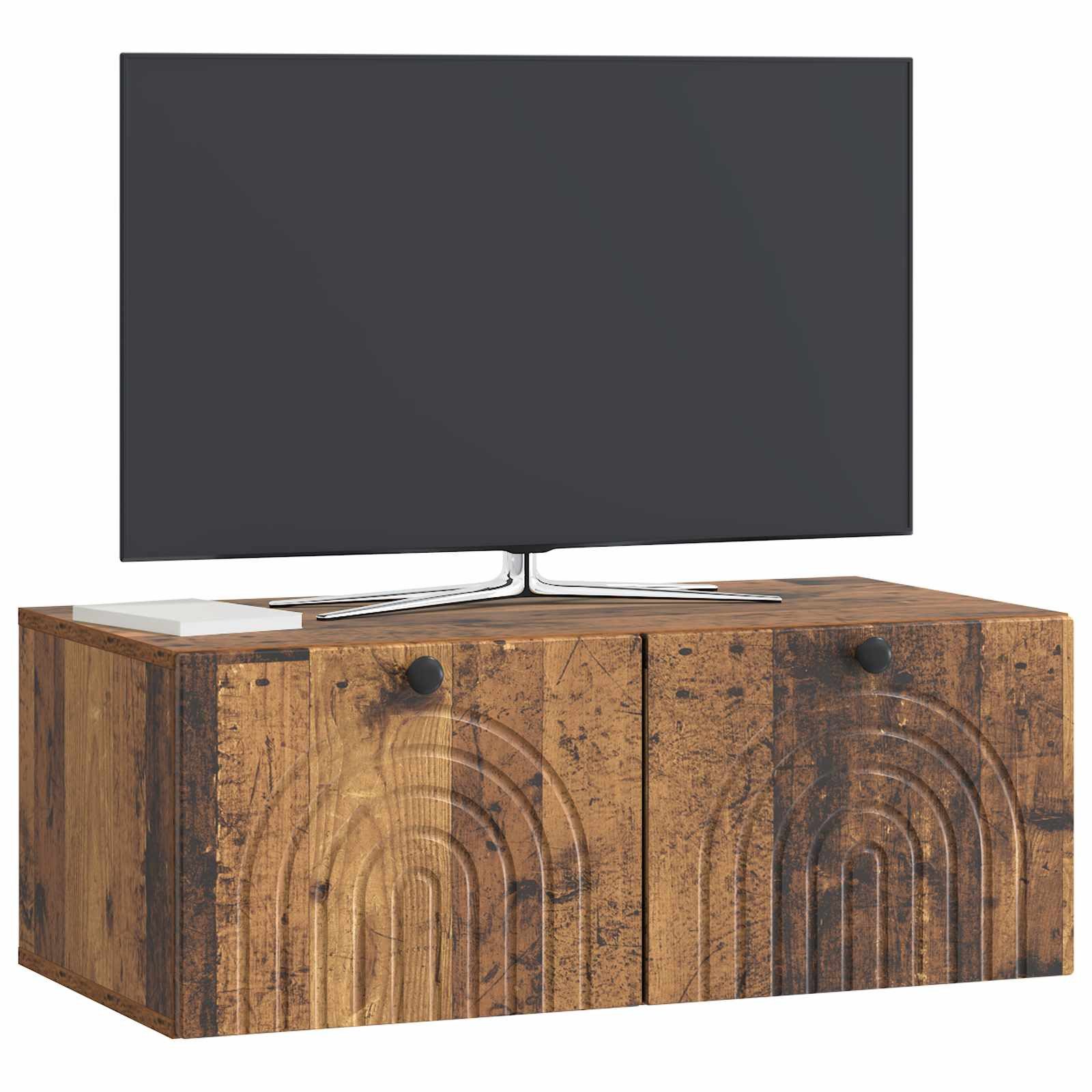 furnicato Kleiderschrank Wand-TV-Schrank 78,5 x 41 x 30 cm Altholz Medienboard mit 2 Schwenktüren und viel Stauraum für dein Wohnzimmer