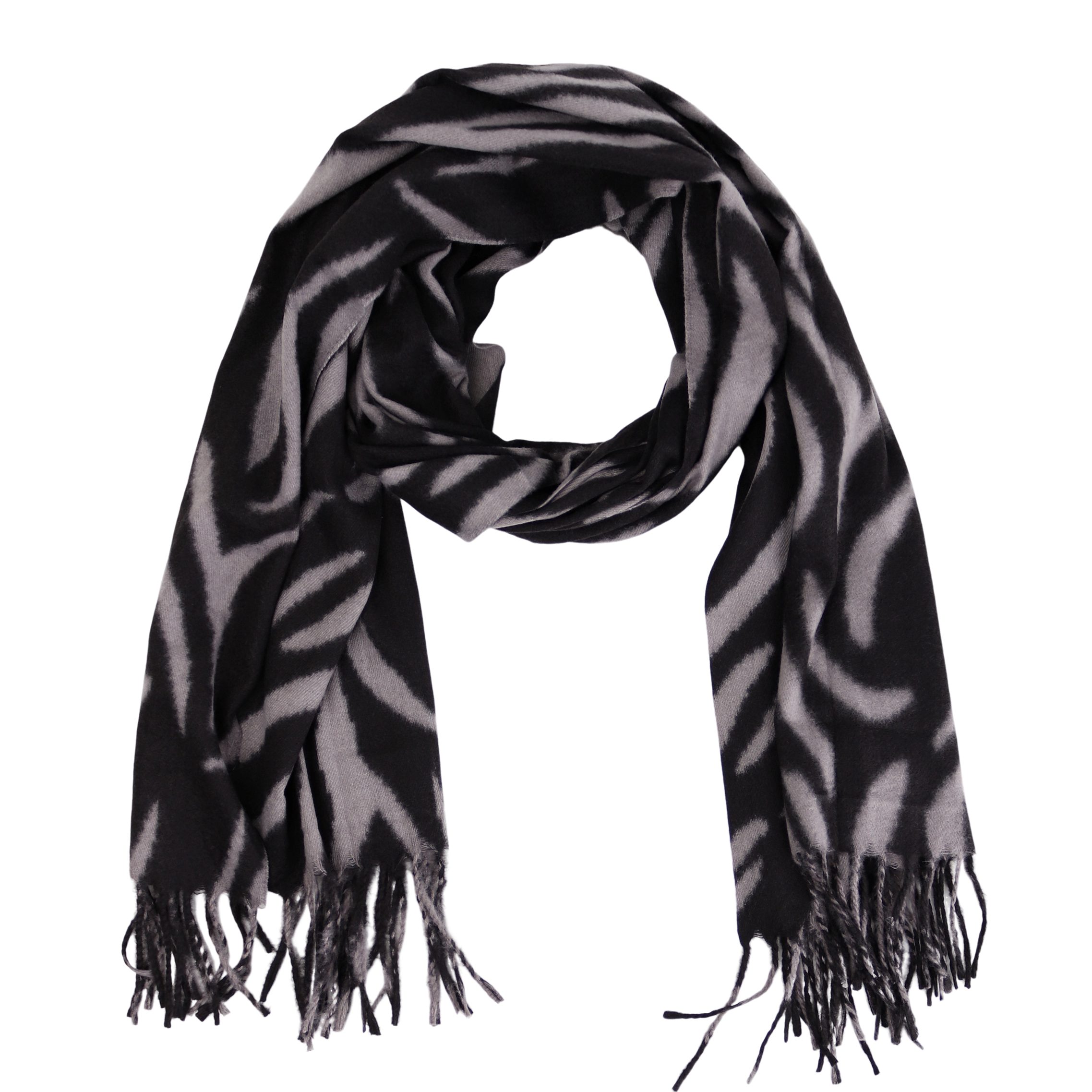 Modeschal weicher und warmer Zebra Muster mit Fransen, 70x180cm