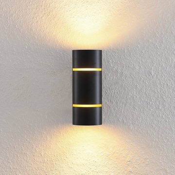 Lindby LED Wandleuchte Deora, LED-Leuchtmittel fest verbaut, warmweiß, Modern, Eisen, Schwarz, 1 flammig, inkl. Leuchtmittel, Wandstrahler