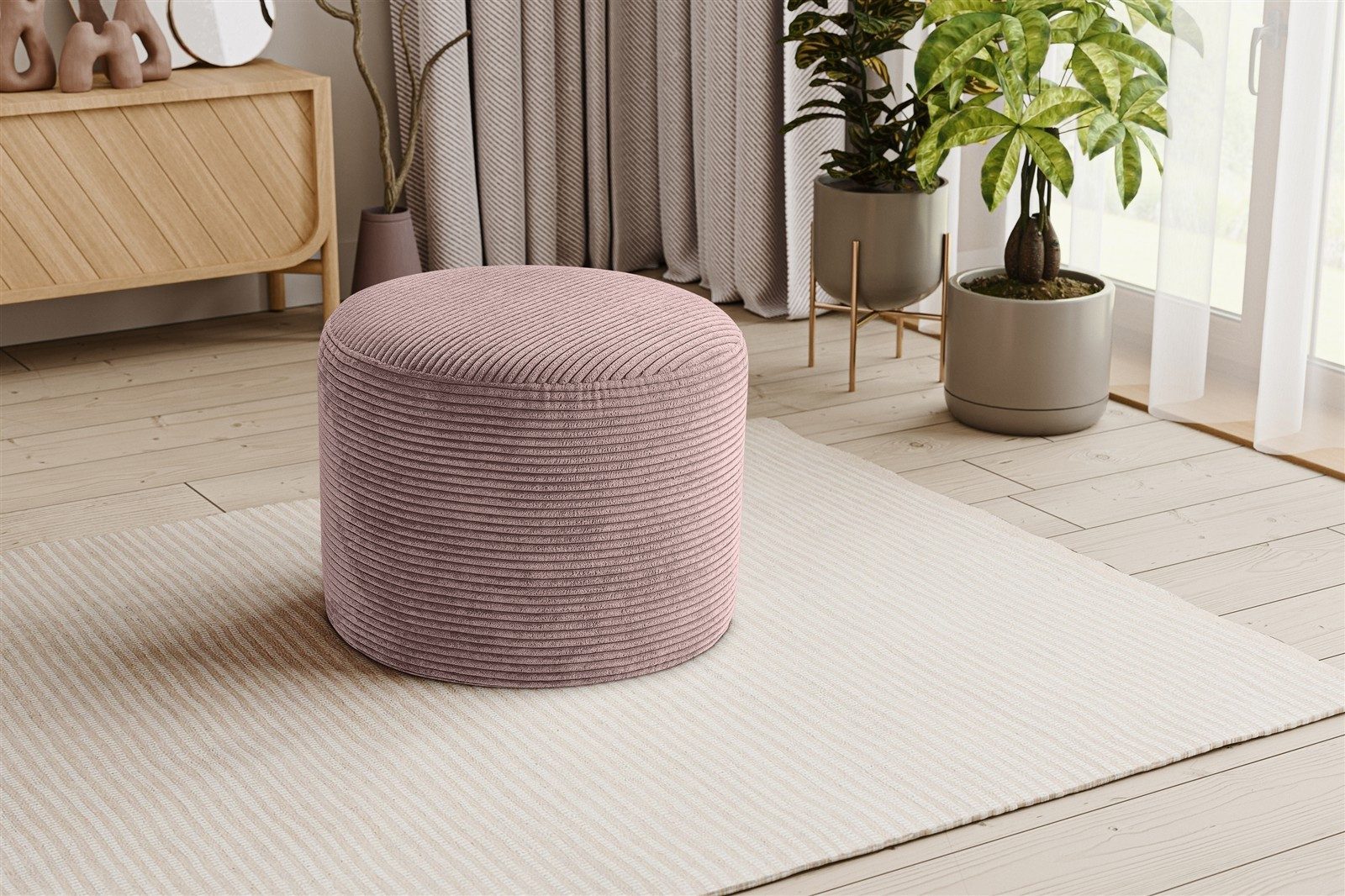 freiraum Polsterhocker Polsterhocker >Kolo< in khaki, Cord - 103x39x103cm (BxHxT), in altrosa, Cord - 51x41x51cm (BxHxT)