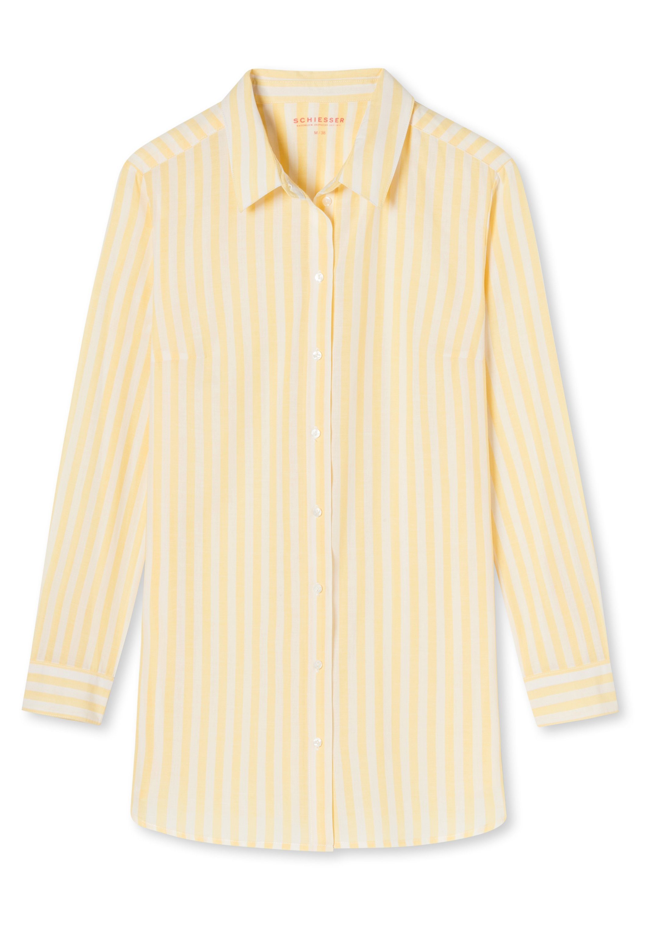 Gelb - Pyjama Schiesser Story - Baumwolle Nachthemd (1-tlg) Nachthemd