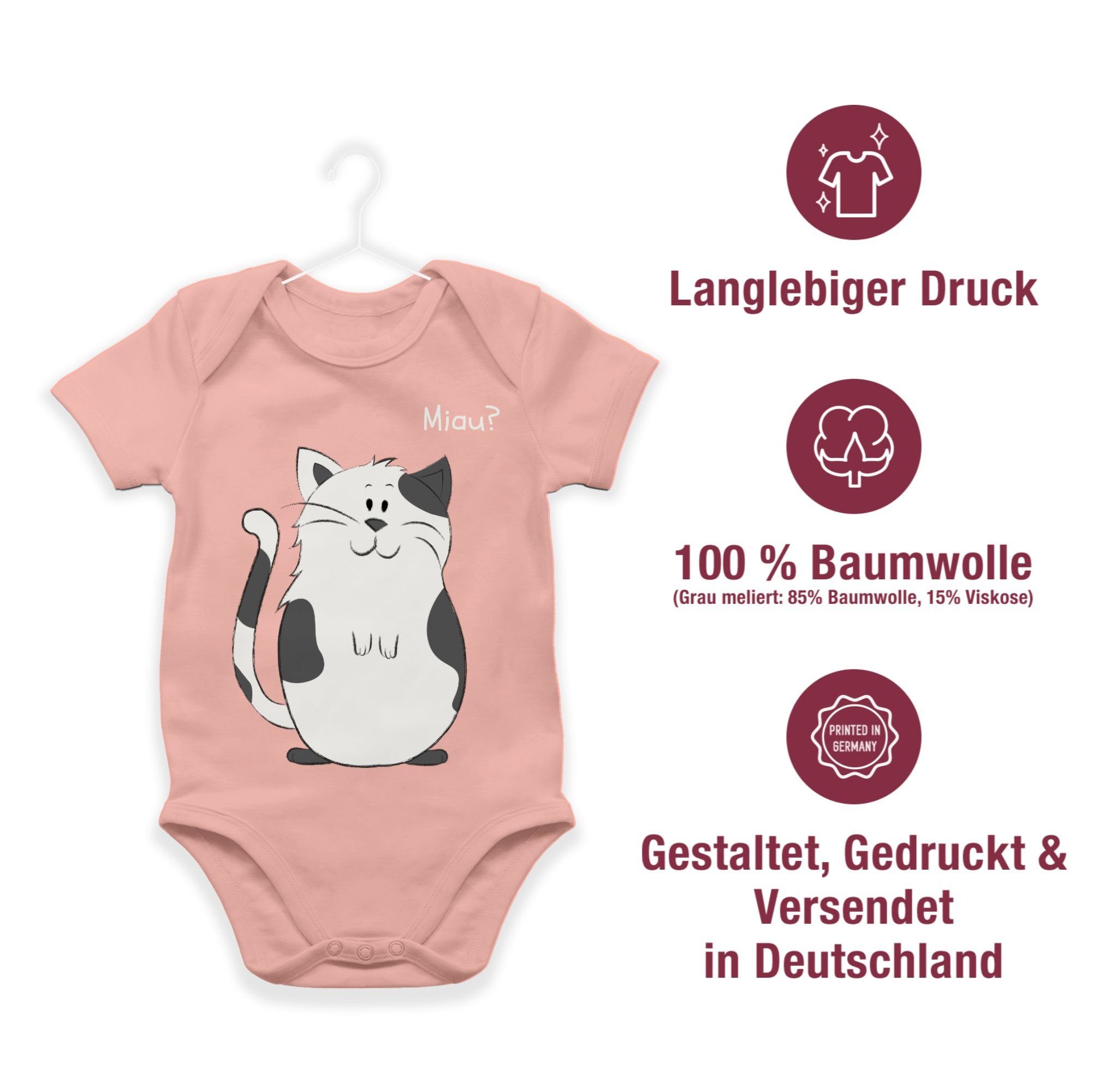 Babyrosa Print Shirtracer Baby lustige Animal 3 Katze Tiermotiv Shirtbody