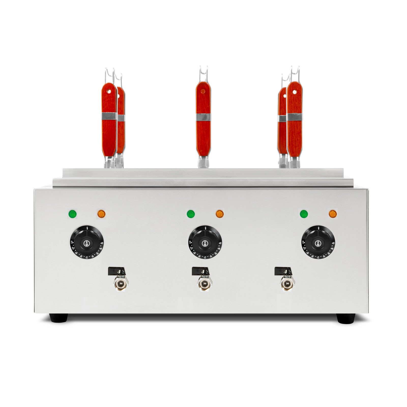 vertes Spaghettitopf Gastro Nudelkocher Pastakocher Teigwarenkocher aus Edelstahl, 3x 1700 Watt, 3 separate Kochbecken zu je 6 Liter
