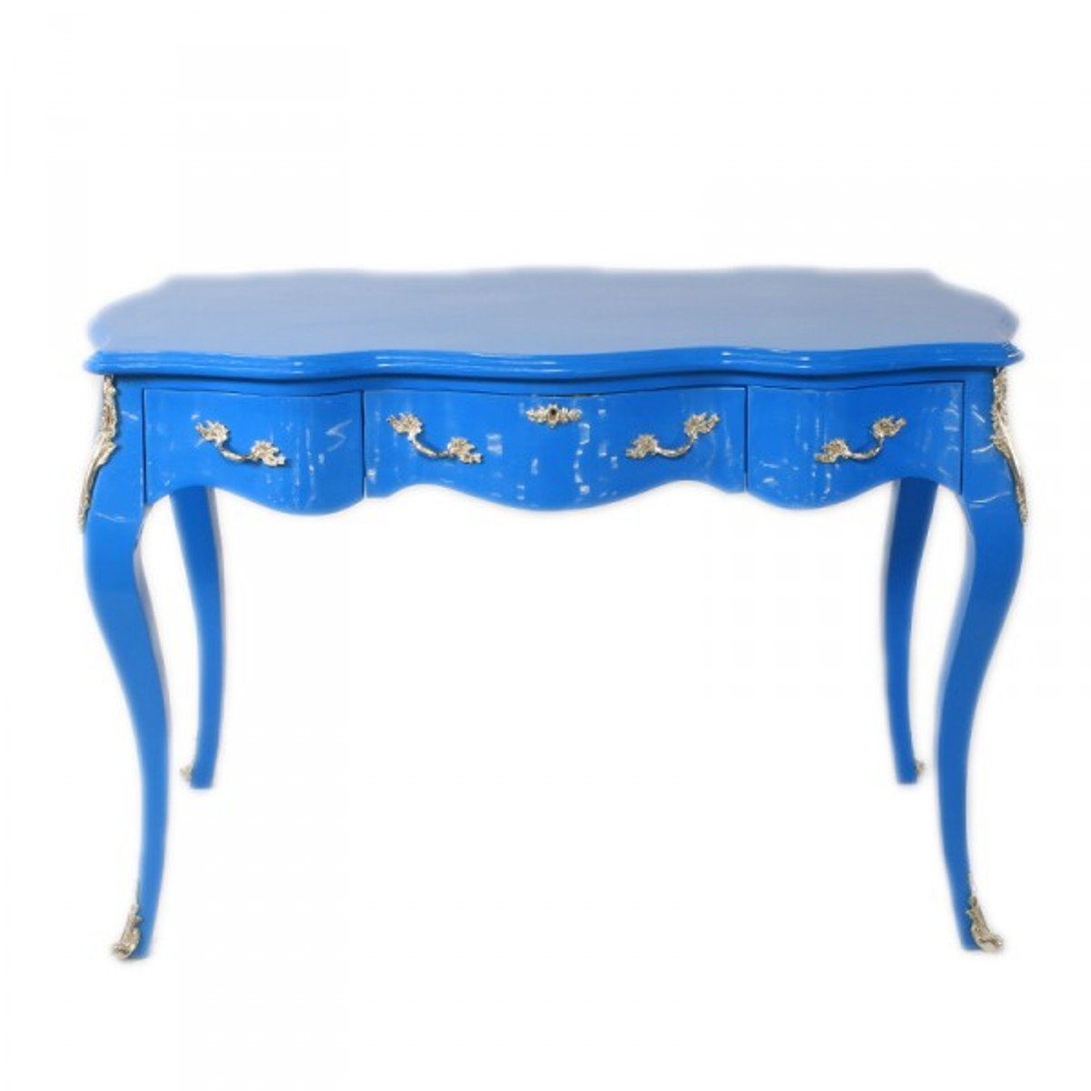 Casa Padrino Schreibtisch Barock Schreibtisch Sekretär / Konsole Blau 120 x 60 x H80 cm - Luxus Möbel