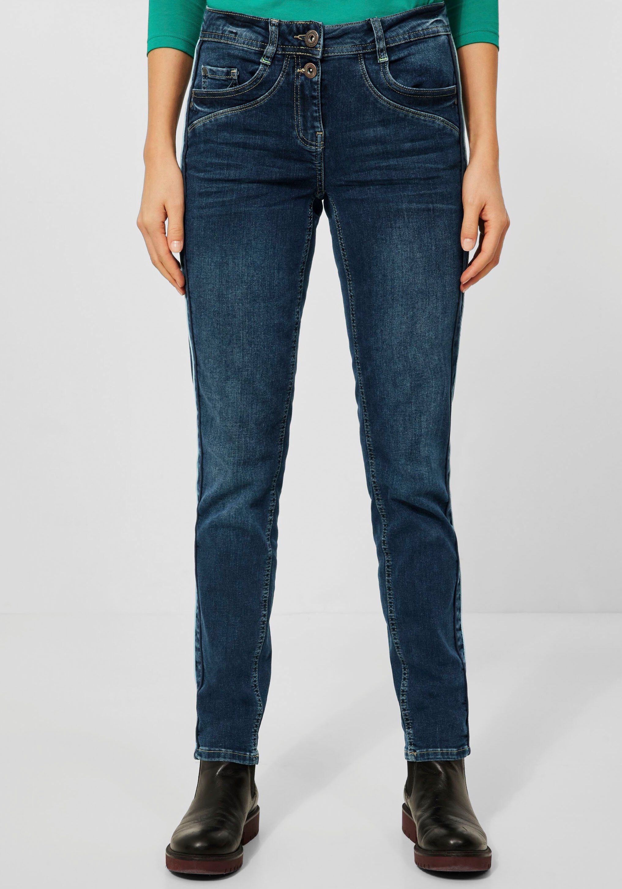 Cecil Loose-fit-Jeans mit auffälligem seitlichem Kontraststreifen