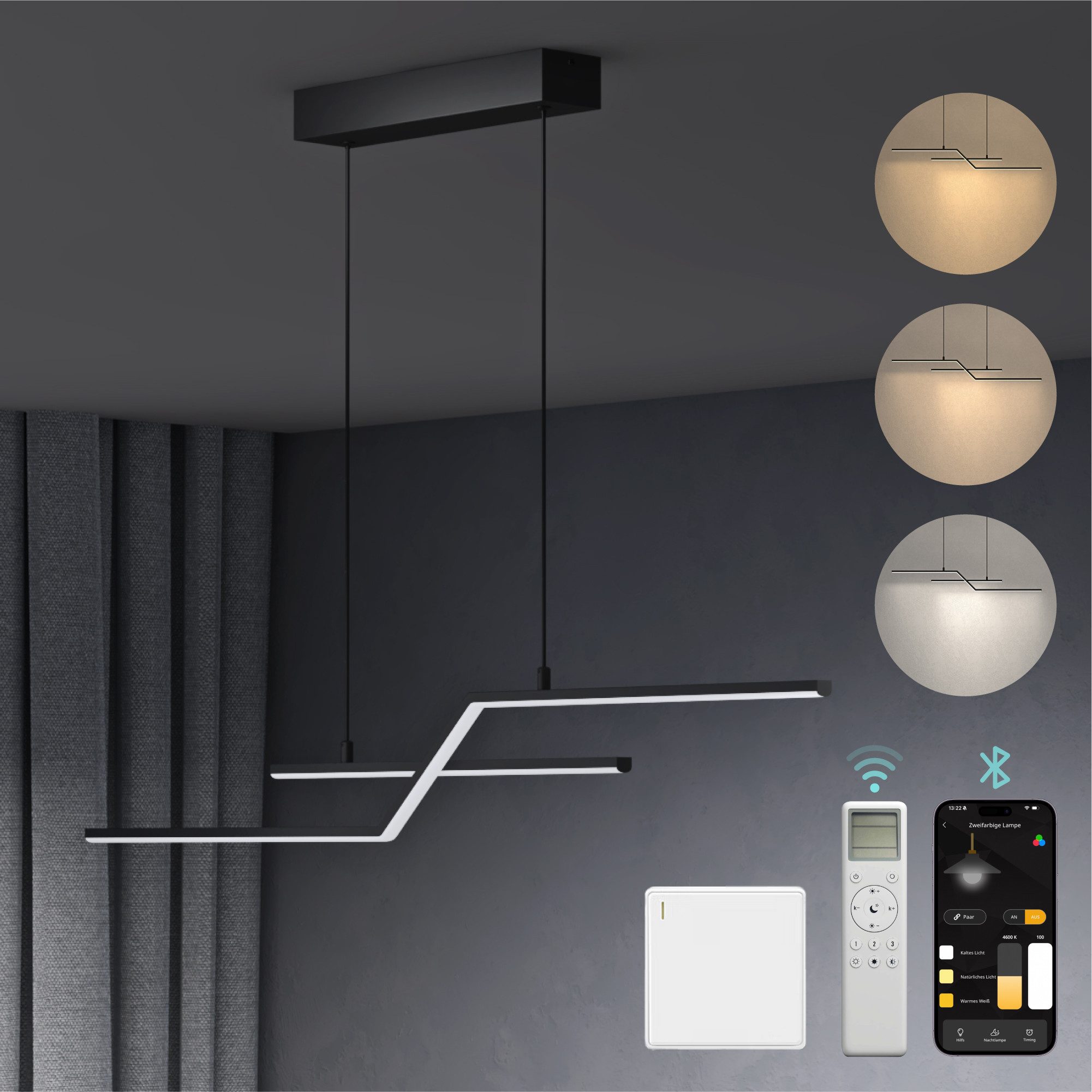 Mai & Mai LED Pendelleuchte LED Hängelampe Linear design Verstellbares Hängeleuchte