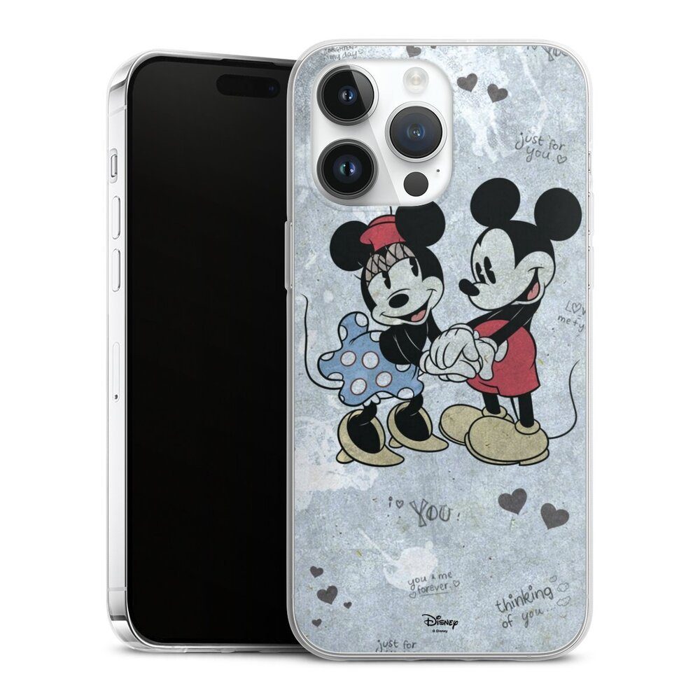 DeinDesign Handyhülle Disney Mickey & Minnie Mouse Vintage Mickey&Minnie In Love, Apple iPhone 14 Pro Max Slim Case Silikon Hülle Ultra Dünn Schutzhülle