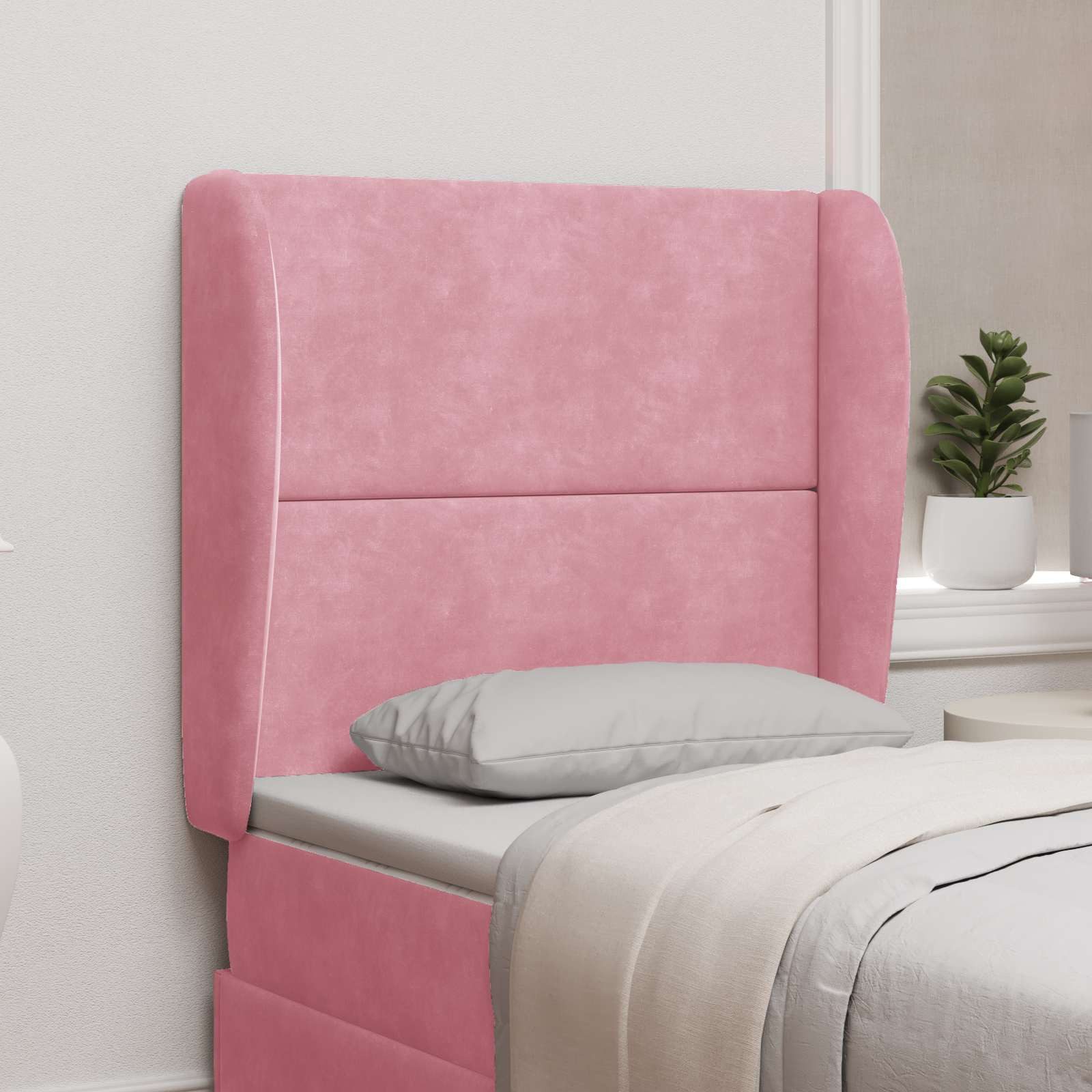 vidaXL Betthimmel Kopfteil Ohr Rosa 80 x 23 x 6 cm Samt (1-tlg)