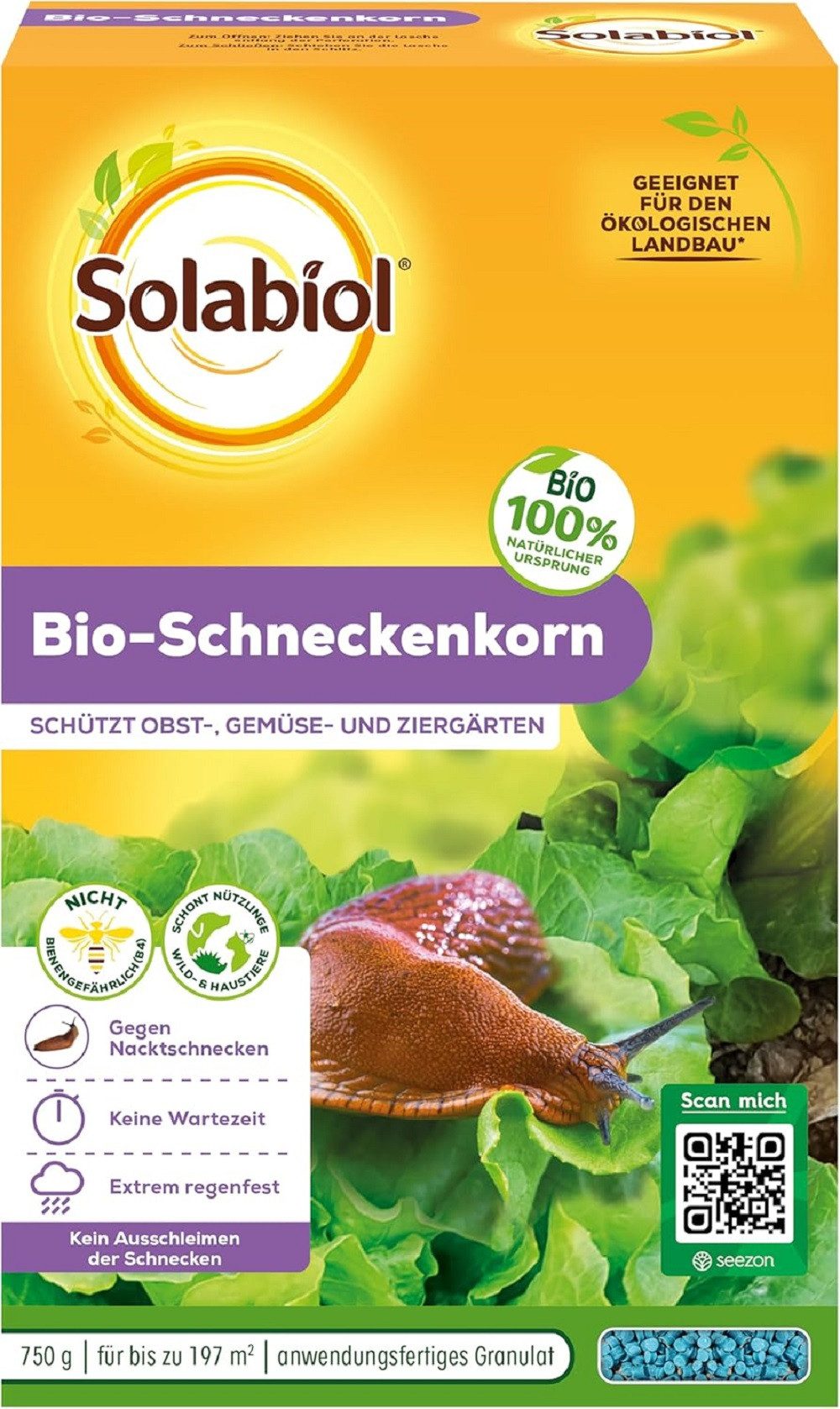 Solabiol Vergrämungsmittel Solabiol Bio-Schneckenkorn 750g Faltschachtel für bis zu 197m²