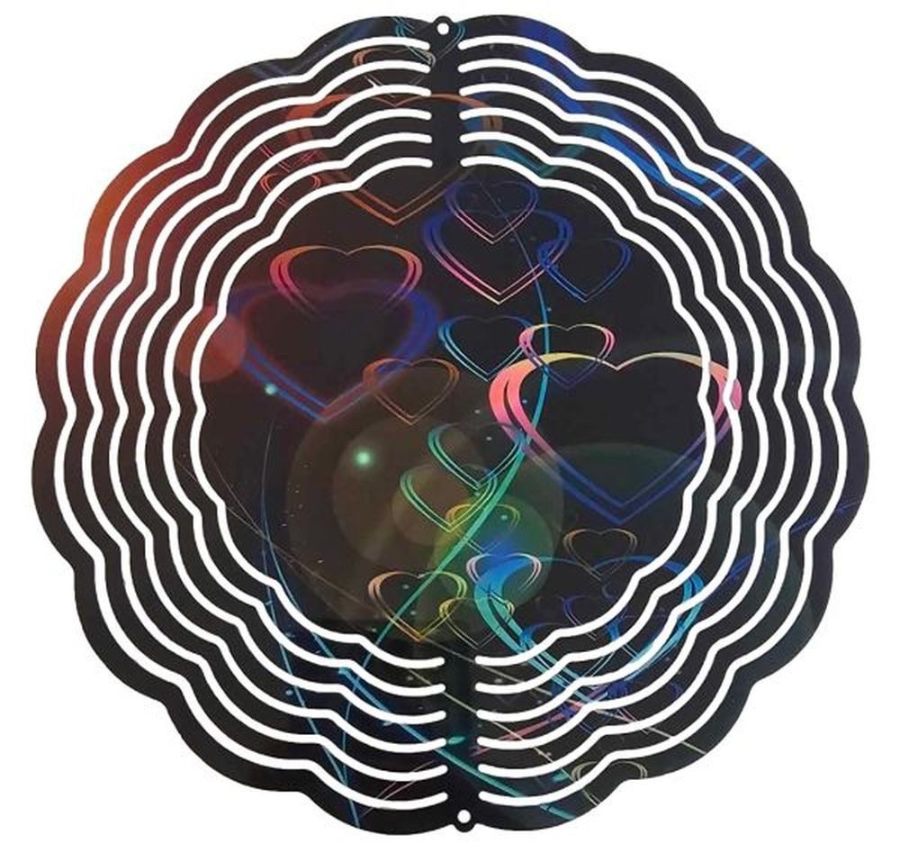 Ladreas Windspiel Edelstahl 3D Windspiel Windspinner 20cm Herzen Bunt WI109