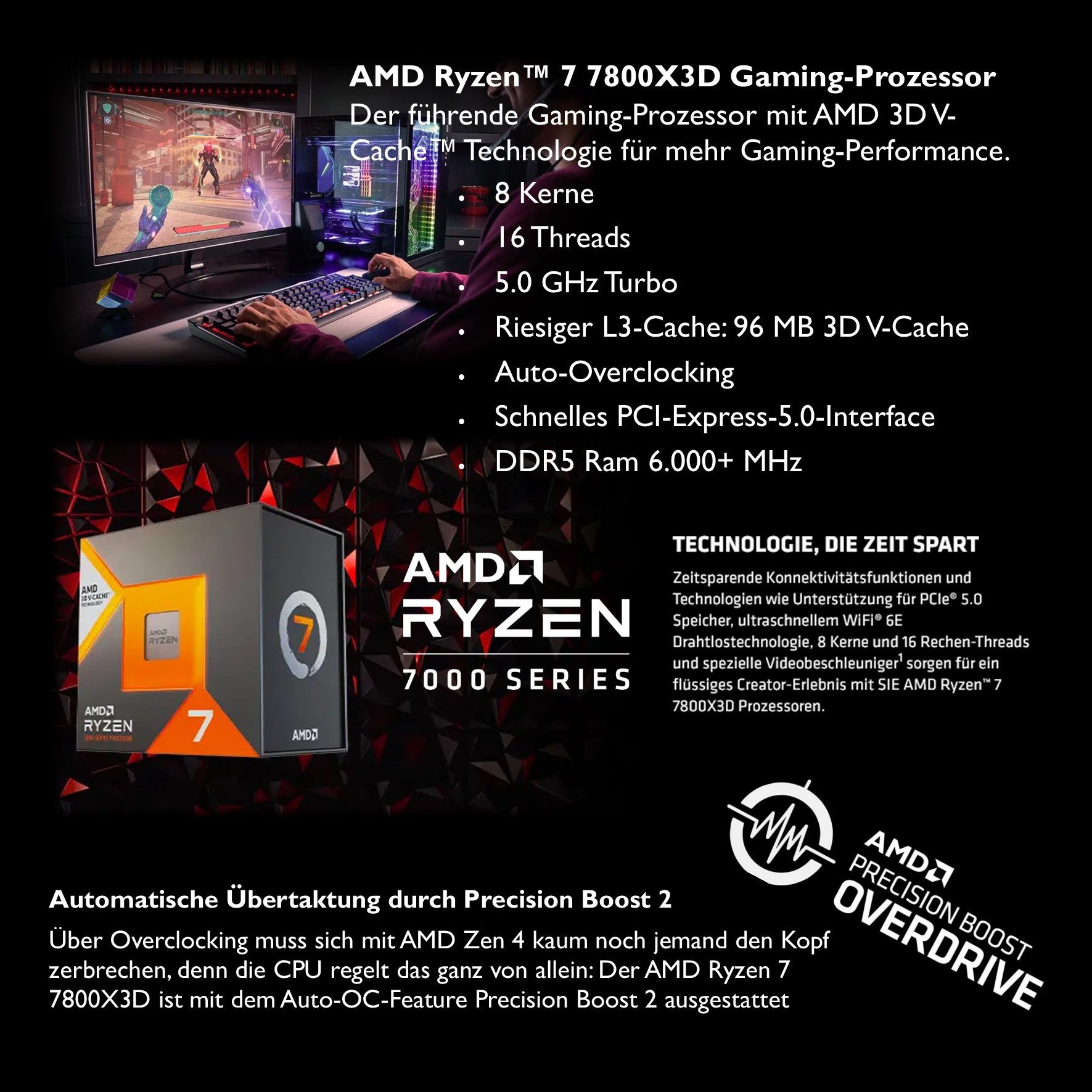 Meinpc AMD Ryzen 7 7800X3D mit RTX 5070 Gaming-PC (AMD Ryzen 7 7800X3D, RTX 5070, 16 GB RAM, 1000 GB SSD, Wasserkühlung, Gamer, Gaming, X3D Technik) – Bild 2 von 5