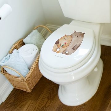 Mr. & Mrs. Panda WC-Sitz Bären Liebe - Weiß - Geschenk, Klobrille, Toilettendeckel, Verlobung, (1-St), UV-resistenter Druck