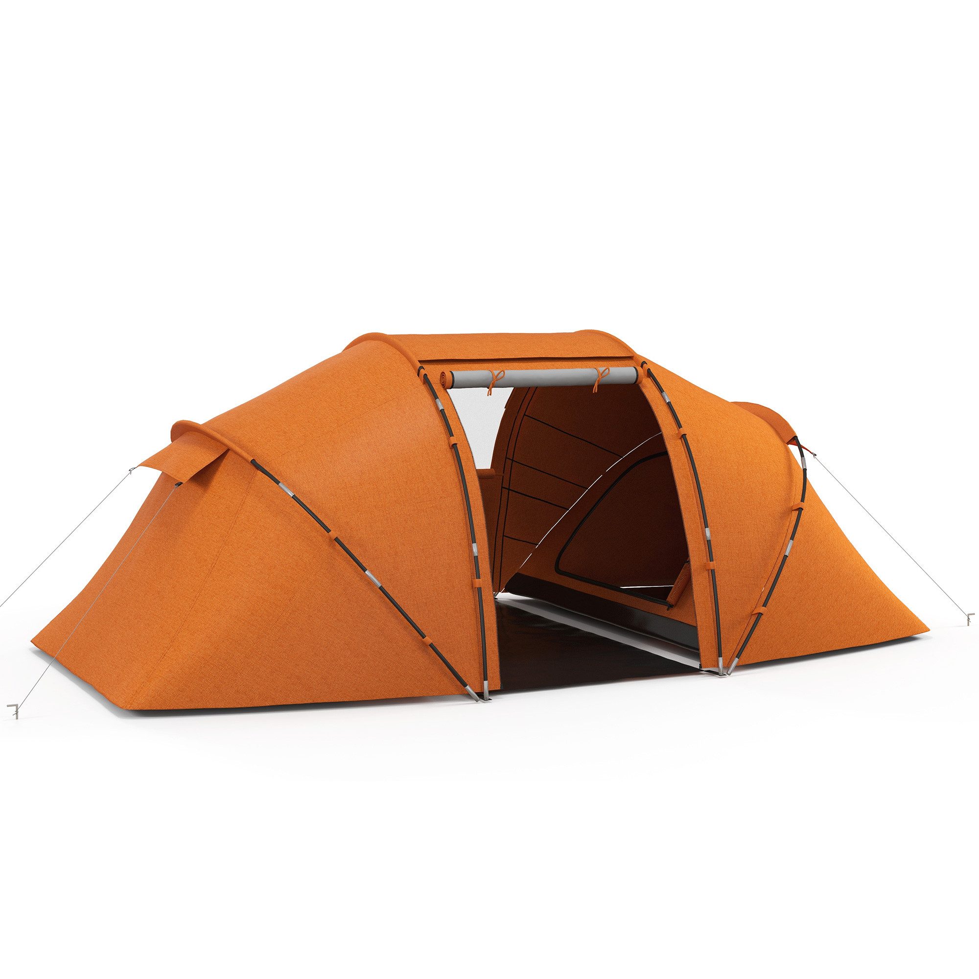 furnicato Gruppenzelt Campingzelt 4 Personen 430x240x170 cm Orange, (1 tlg), Geräumiges Zelt mit 2 Schlafkabinen, Gepäckraum und Tragetasche