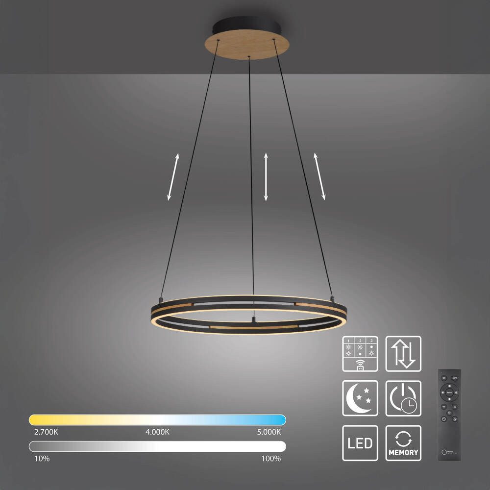 Paul Neuhaus LED Pendelleuchte LED Pendelleuchte Svea, höhenverstellbar Comfort Lift, CCT, 2x LED Board 20W, höhenverstellbar CCT Lichttemperaturwechsel