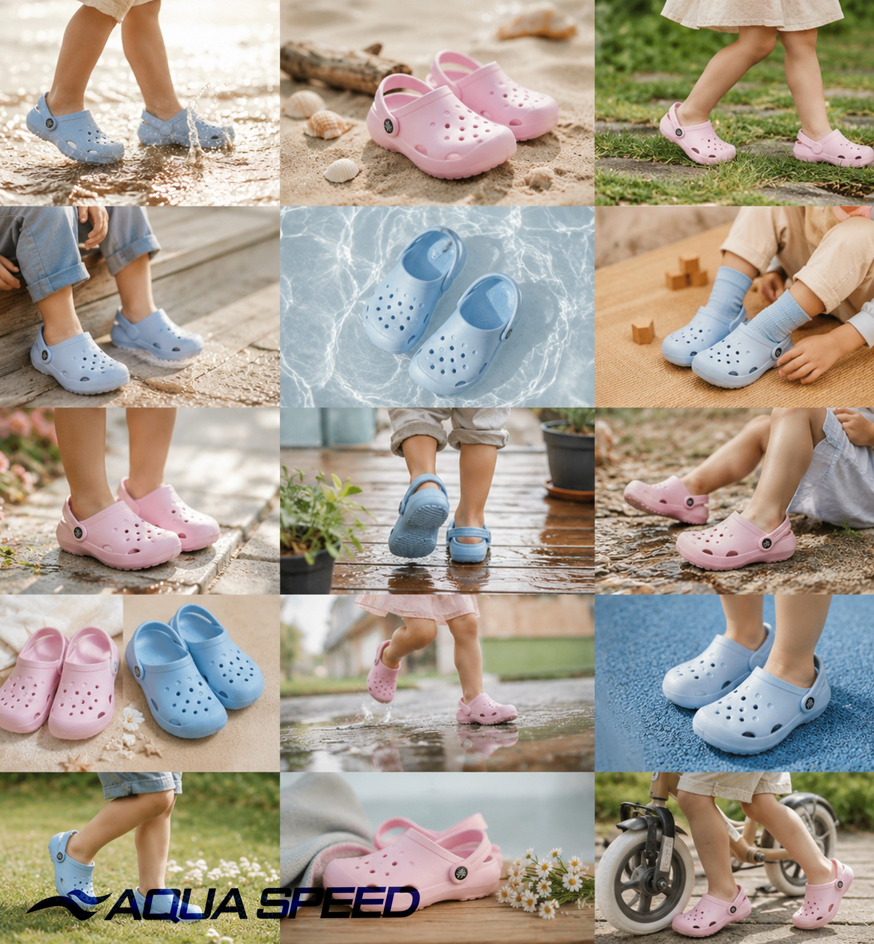 Aqua Speed LUGO Schwimmbad-Sandalen Kids – Rutschfest & flexibel mit Handtuch Badepantolette (Rutschfeste Sommersandalen – für Kinderbecken, Umkleide & Dusche) Luftige Sommersandalen – ideal für Dusche, Sauna & Therme