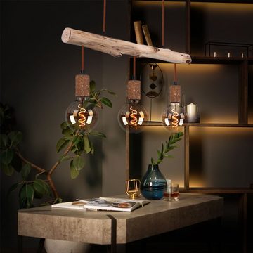 etc-shop LED Pendelleuchte, Leuchtmittel inklusive, Warmweiß, Farbwechsel, Vintage Decken Hänge Leuchte Fernbedienung Holz rost Lampe