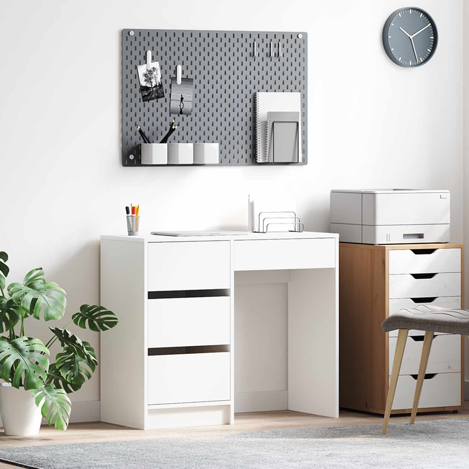 vidaXL Schreibtisch Schreibtisch Weiß Holzwerkstoff 90 x 37,5 x 75 cm (1-St)