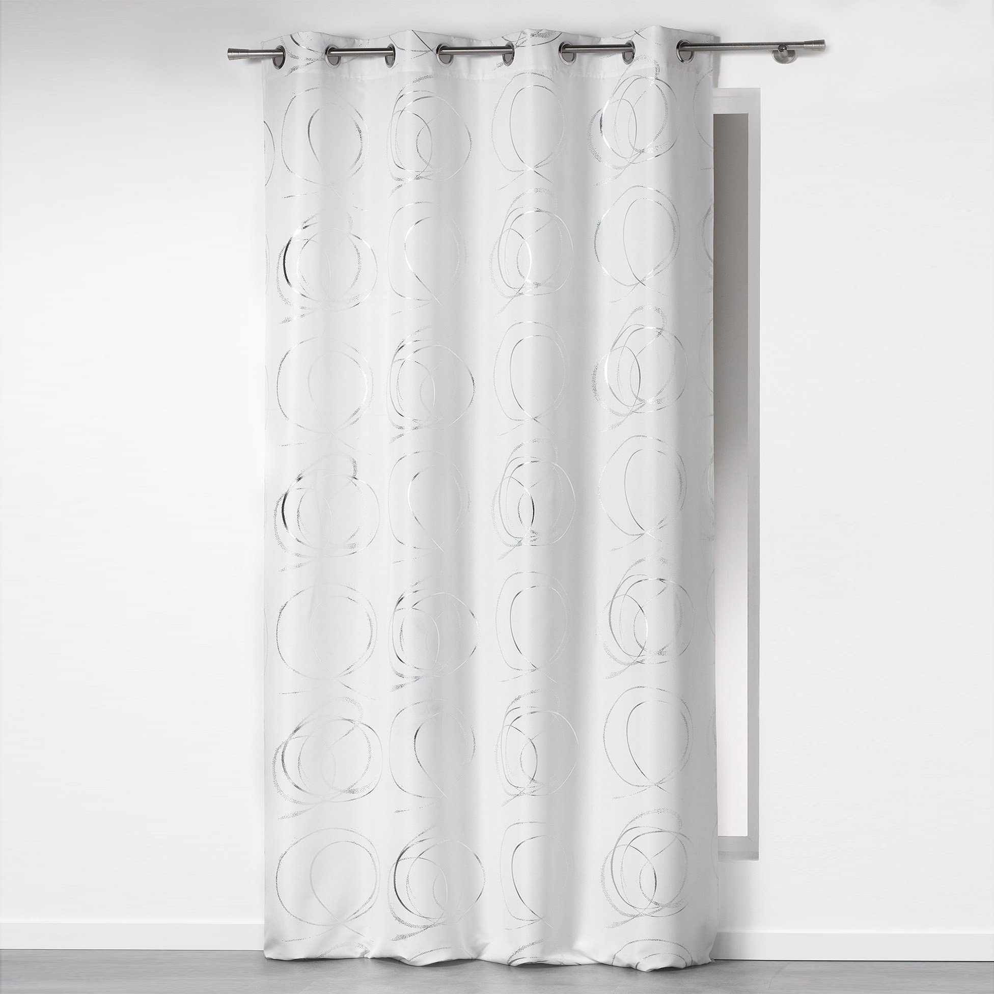 weiß Gardine Ösen, Vorhang, Schal weiss halbtransparent halbtransparent, dynamic24, 140x260cm Ösenschal bedruckt