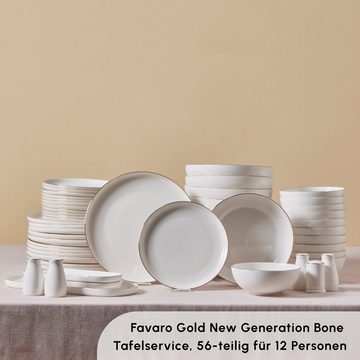 Karaca Geschirr-Set Favaro Streamline für 12 Personen Geschirrset,New Generation Bone,Gold